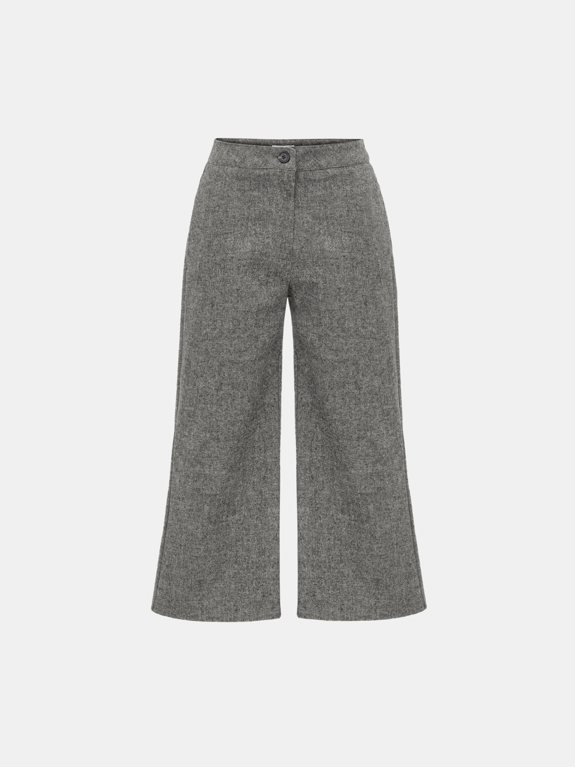 Wool-Blend Knee Pants, Grey