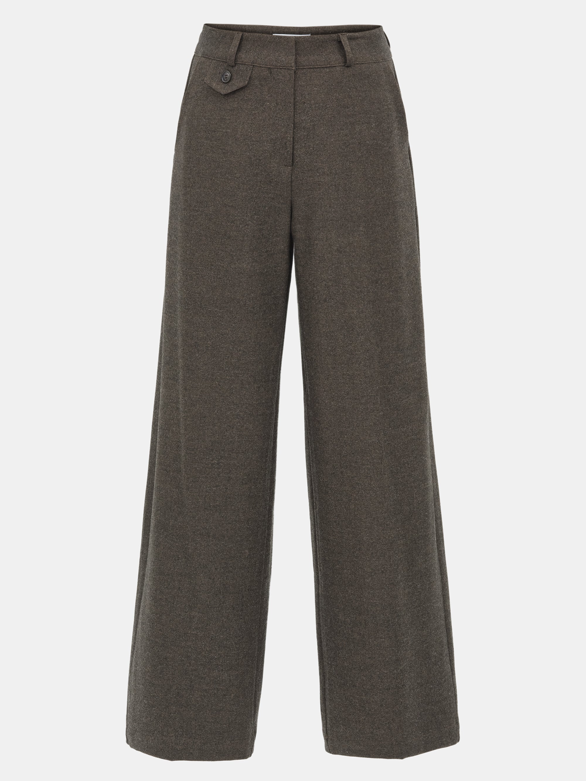 Button Tab Trousers, Brown