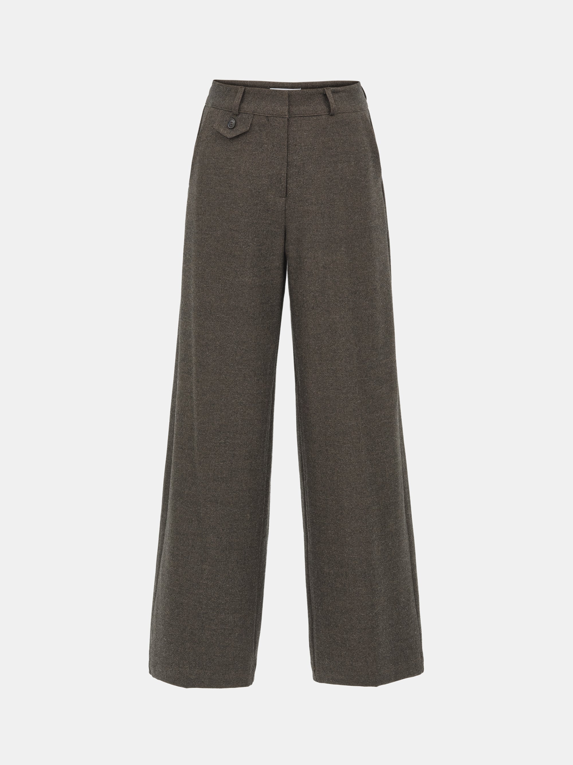 Button Tab Trousers, Brown