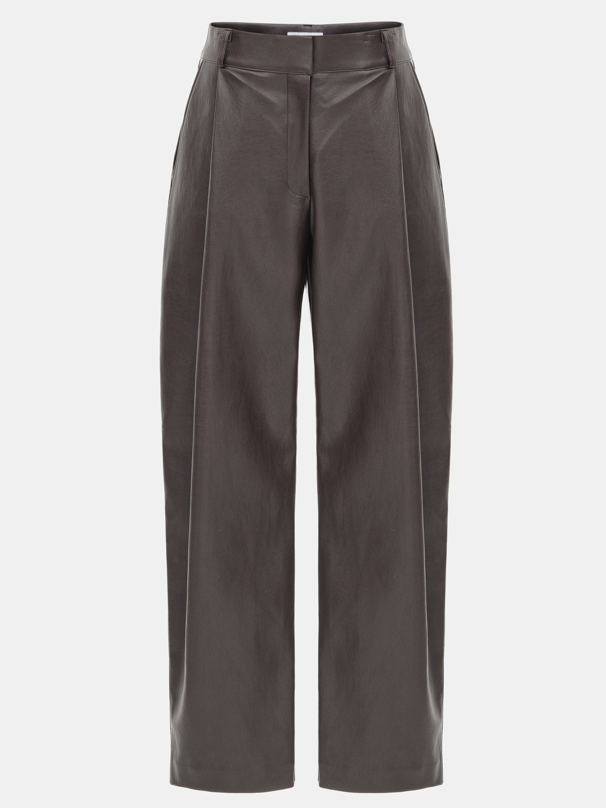 Faux-Leather Tapered Pants, Dark Plum