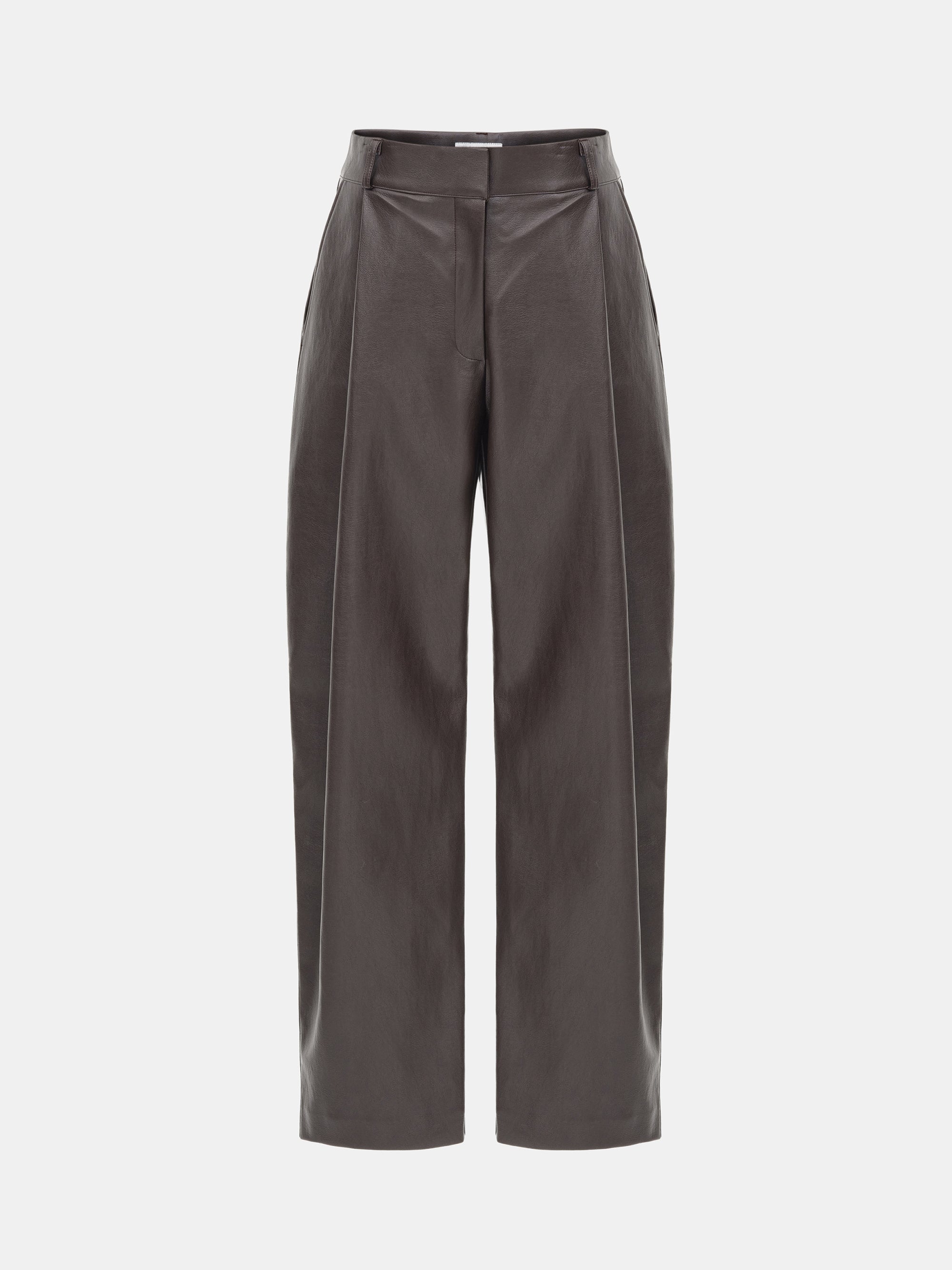 Faux-Leather Tapered Pants, Dark Plum
