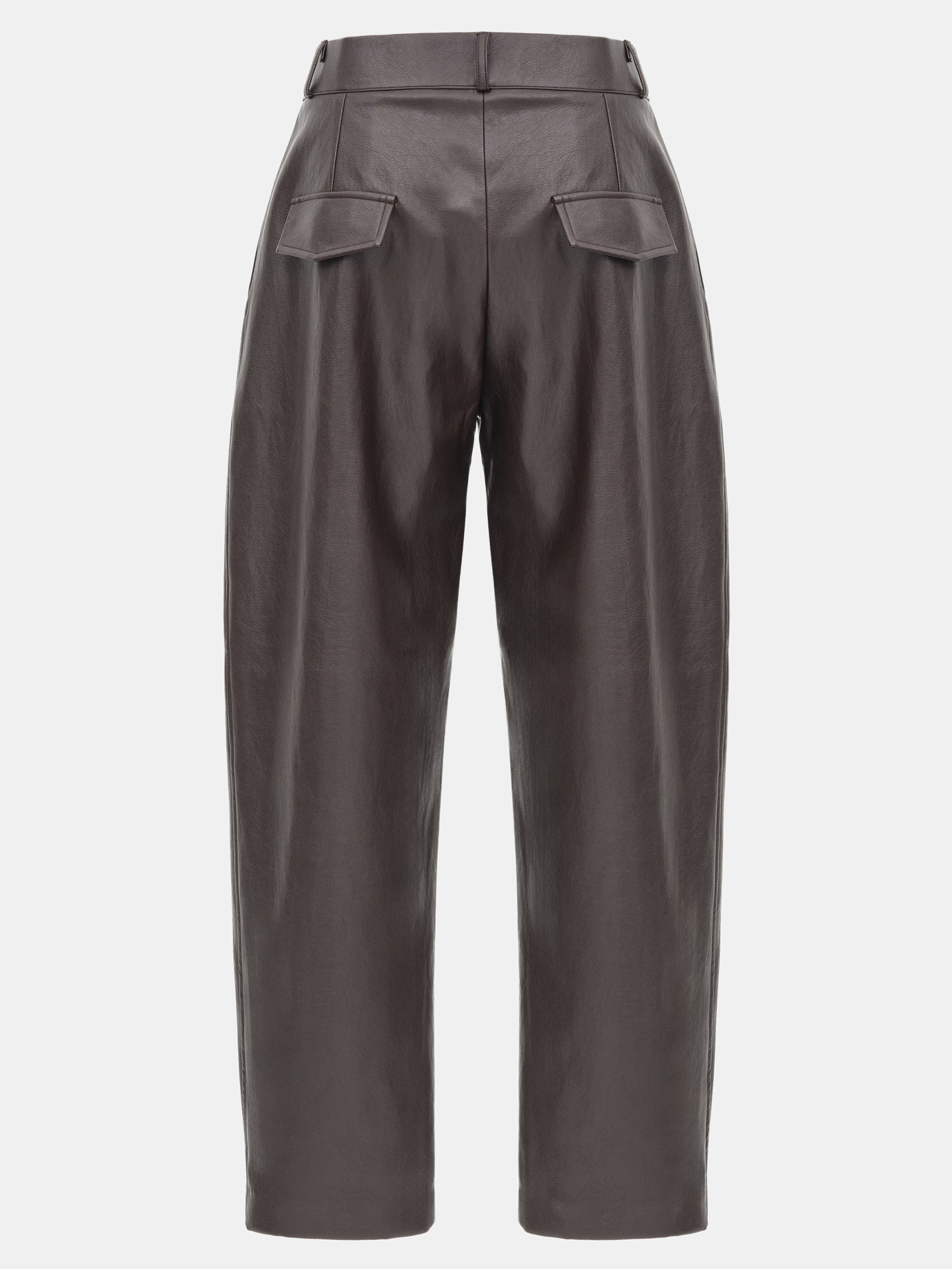 Faux-Leather Tapered Pants, Dark Plum
