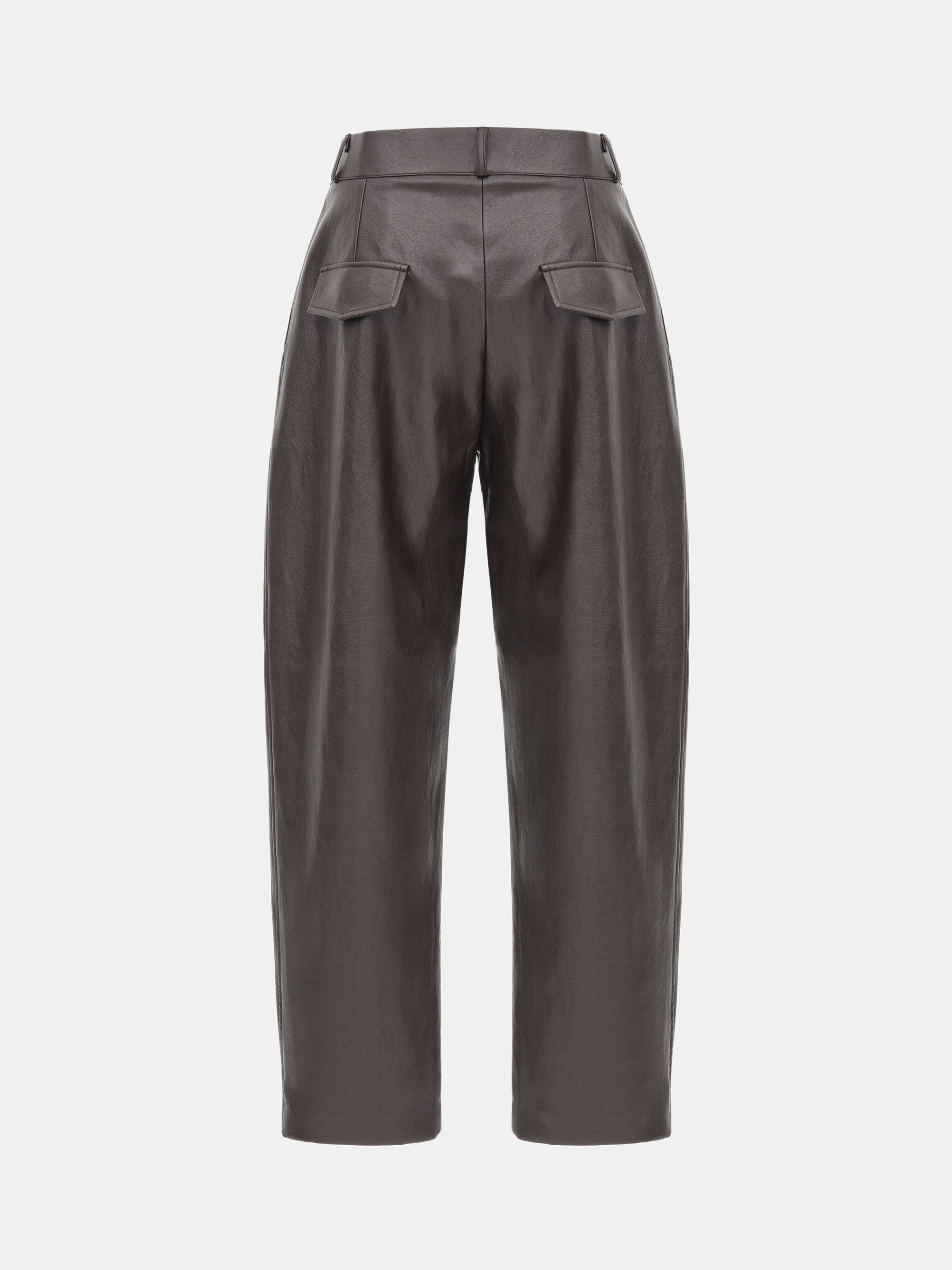 Faux-Leather Tapered Pants, Dark Plum