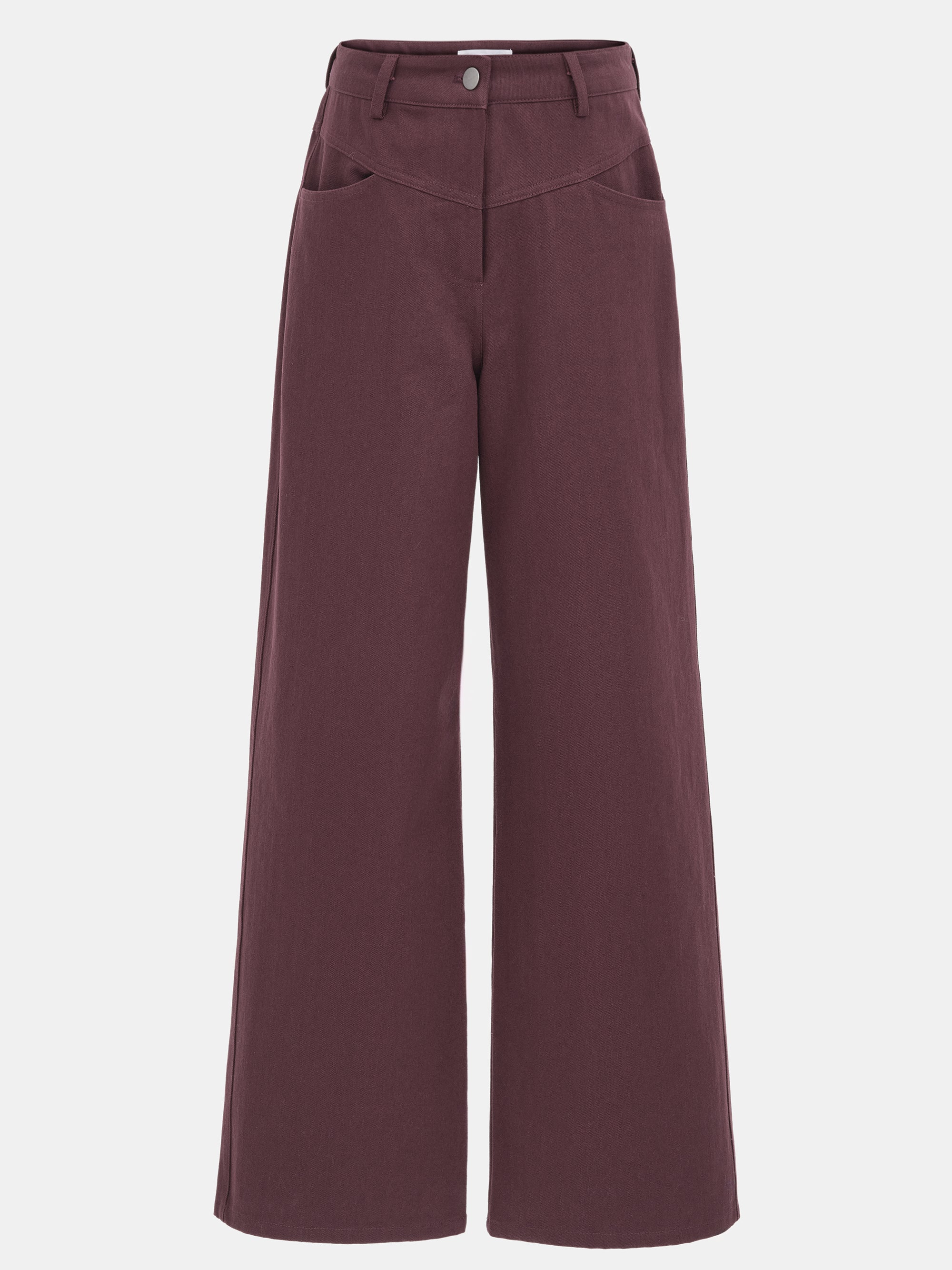 Paneled Cotton Pants, Burgundy