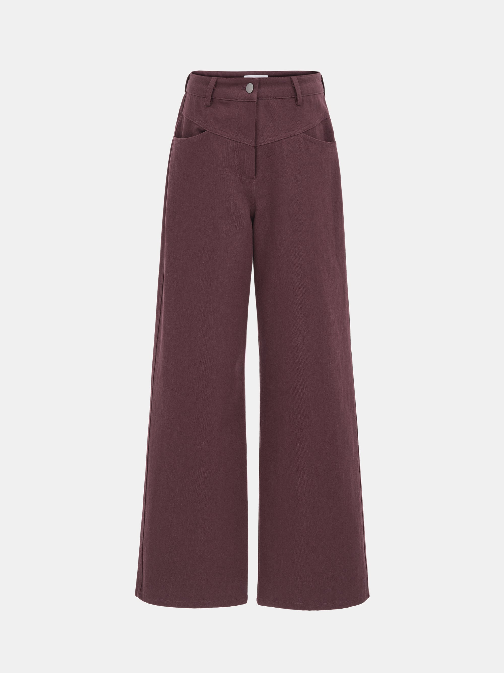 Paneled Cotton Pants, Burgundy