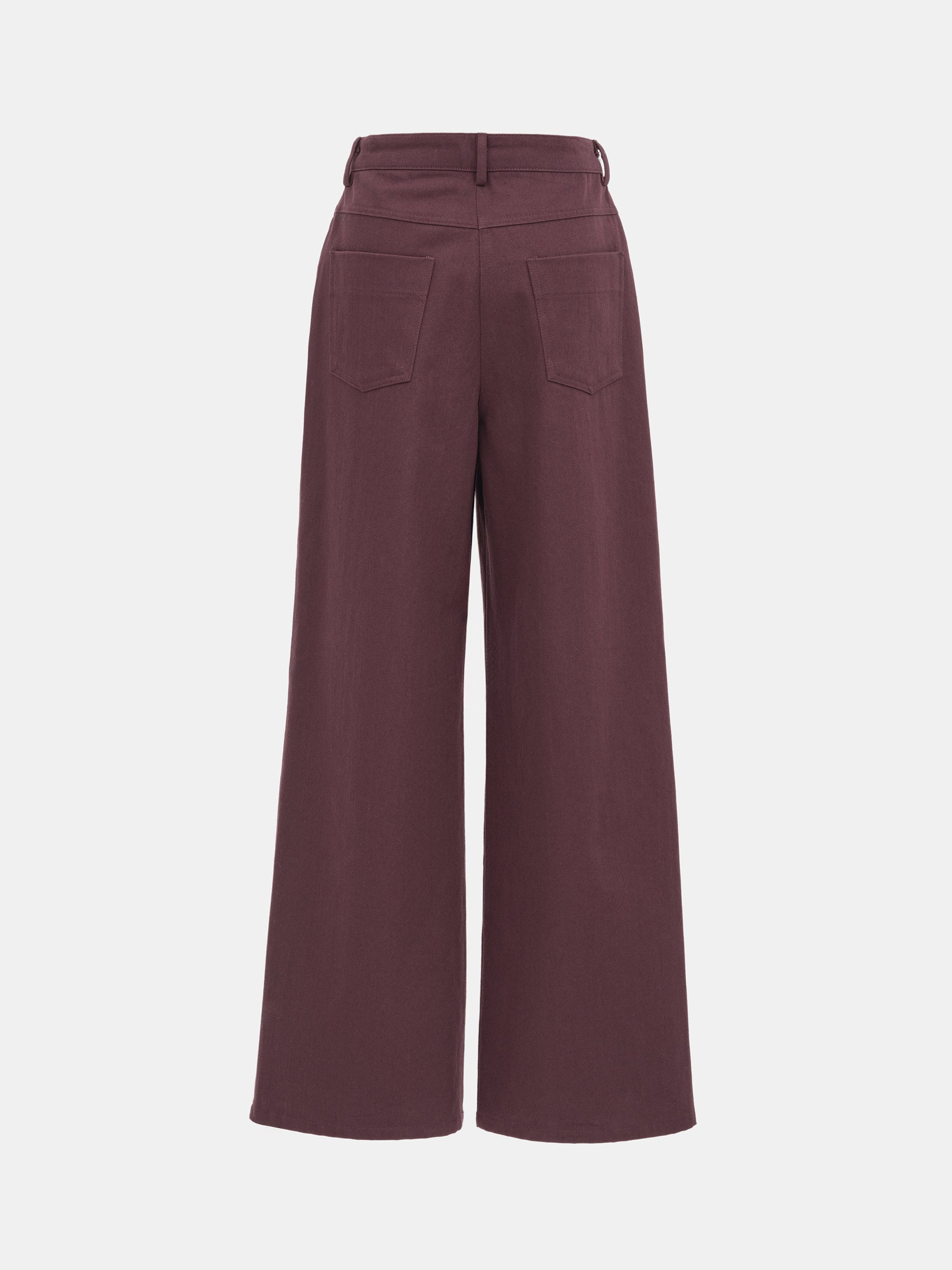 Paneled Cotton Pants, Burgundy