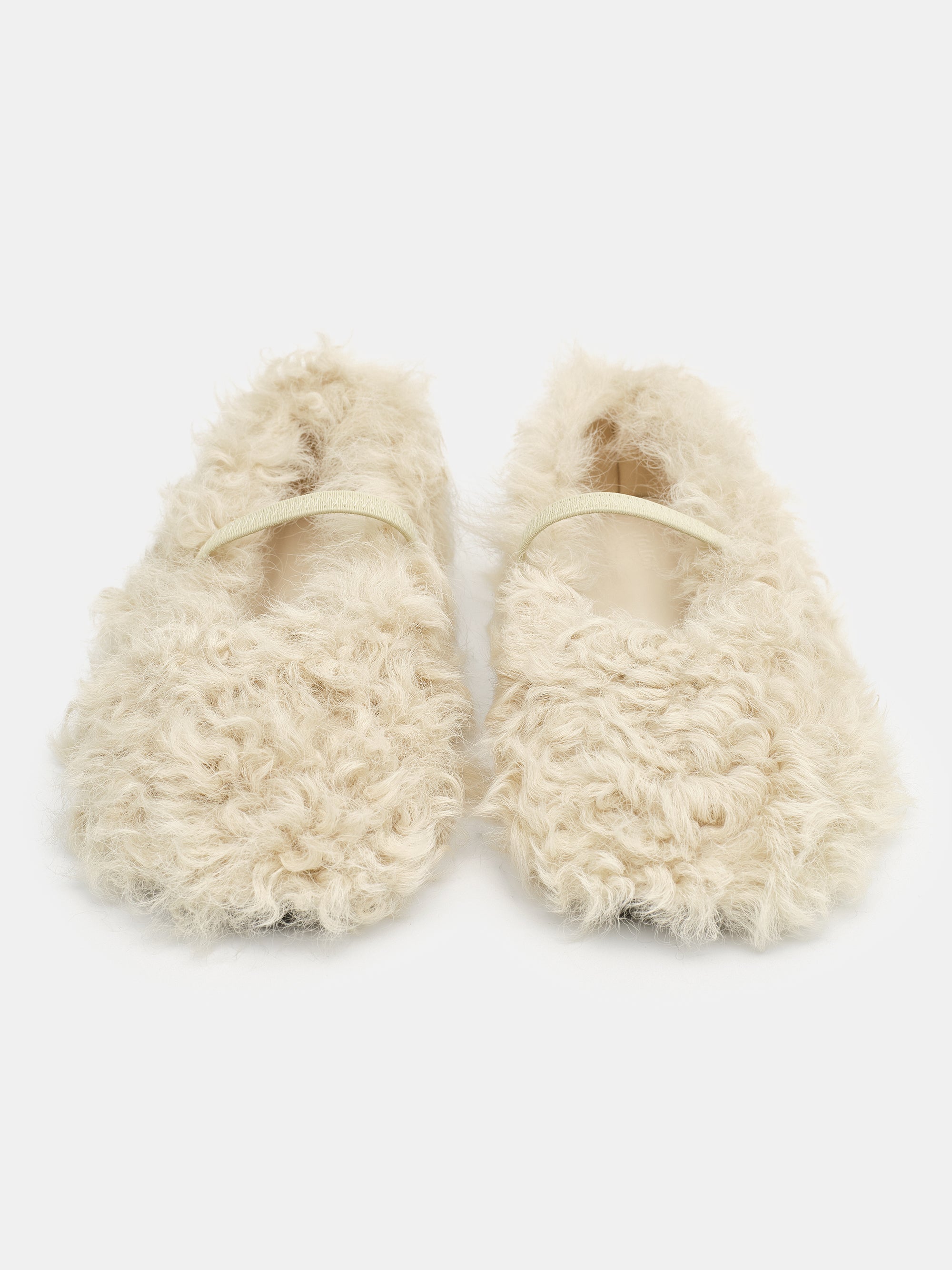 Shearling Ballet Flats, Beige