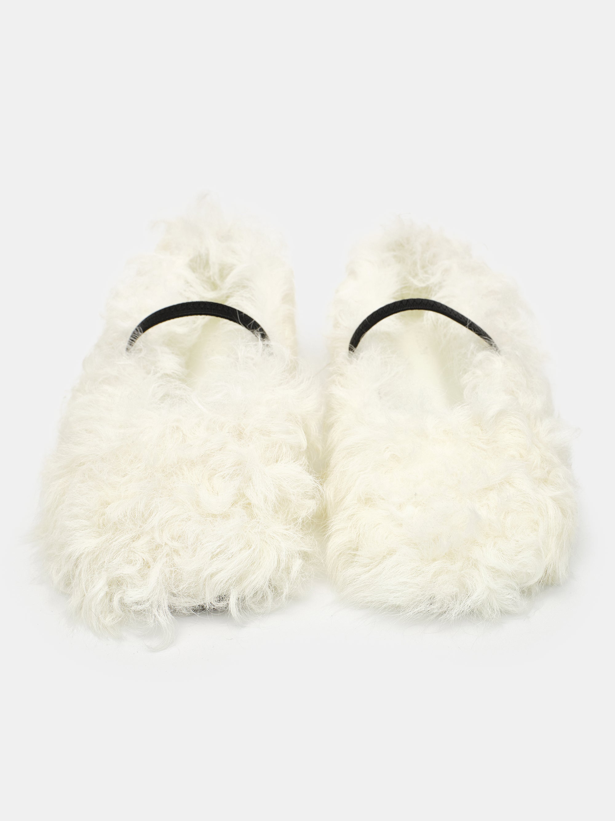 Shearling Ballet Flats, Ivory