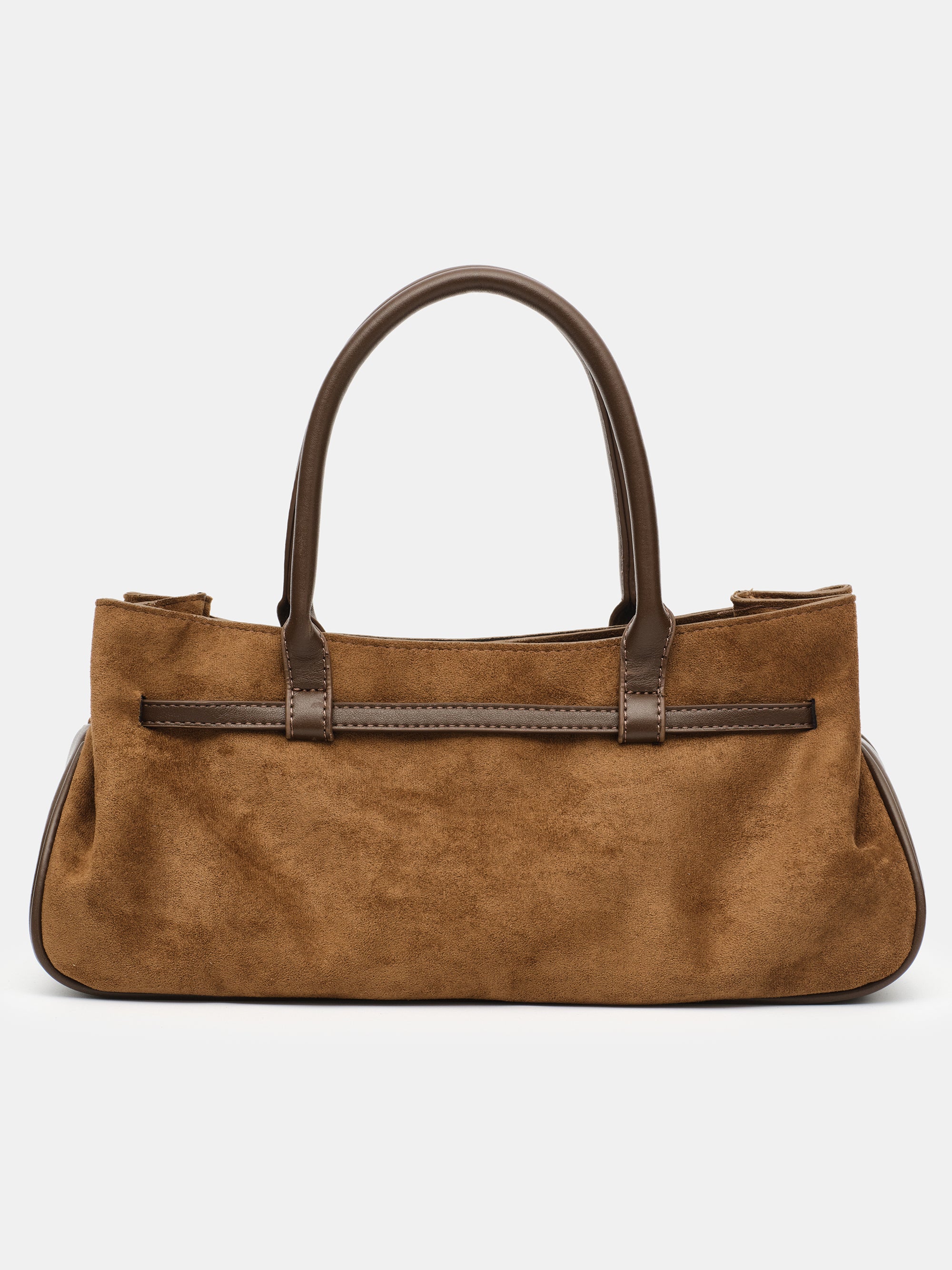 Top Handle Suede Hobo Bag, Camel