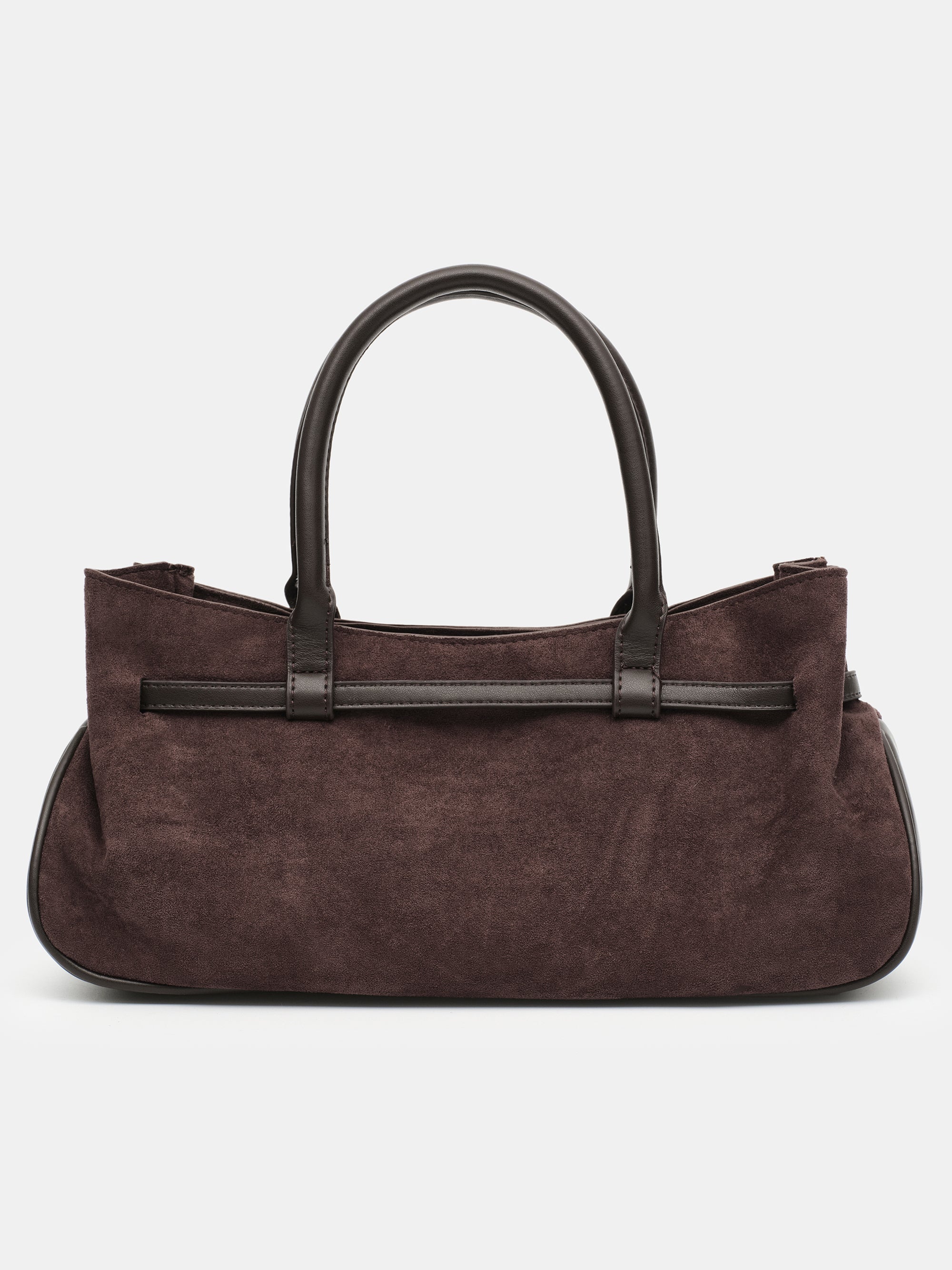 Top Handle Suede Hobo Bag, Brown