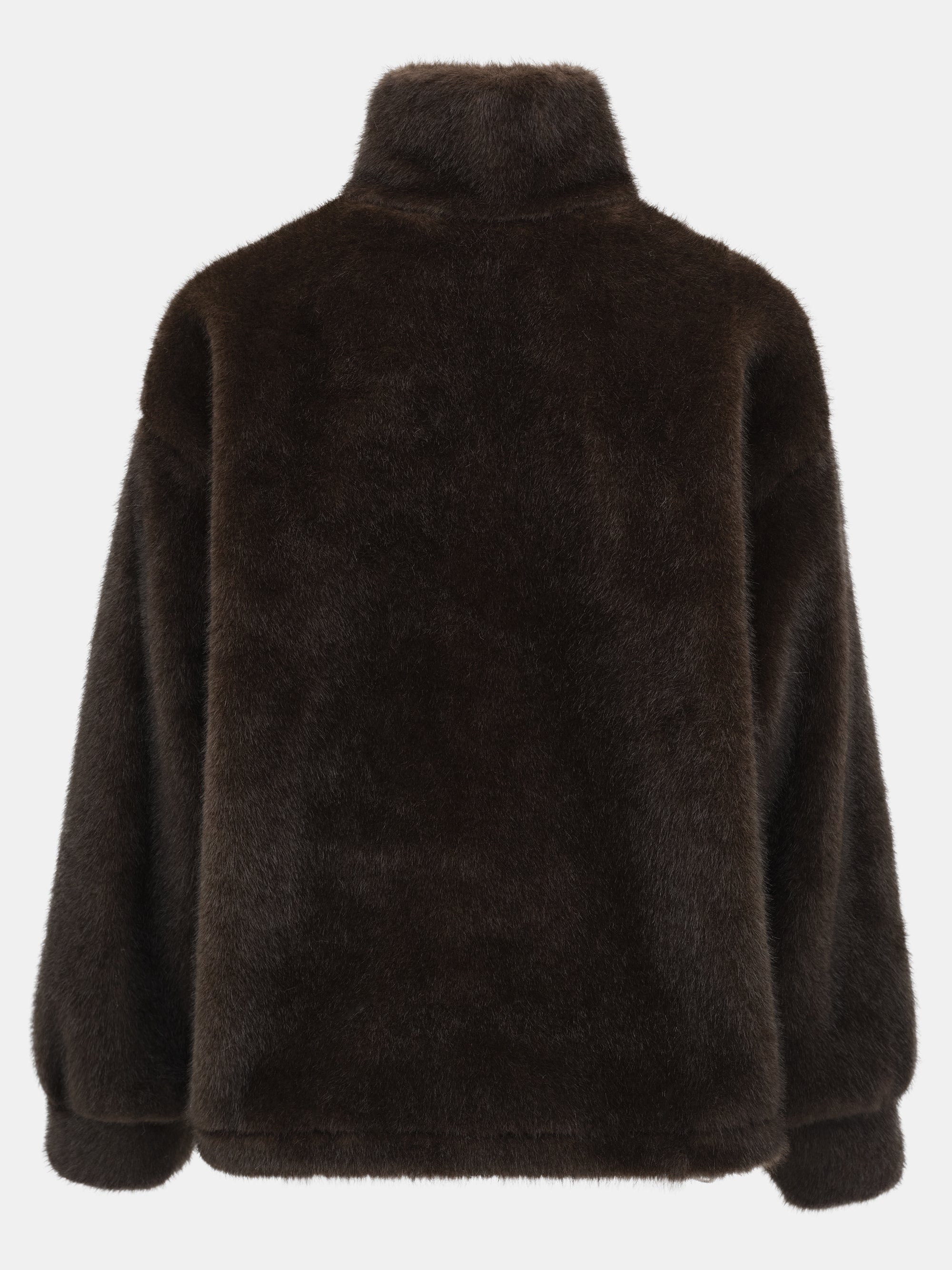 Half-Zip Faux-Fur Pullover, Brown
