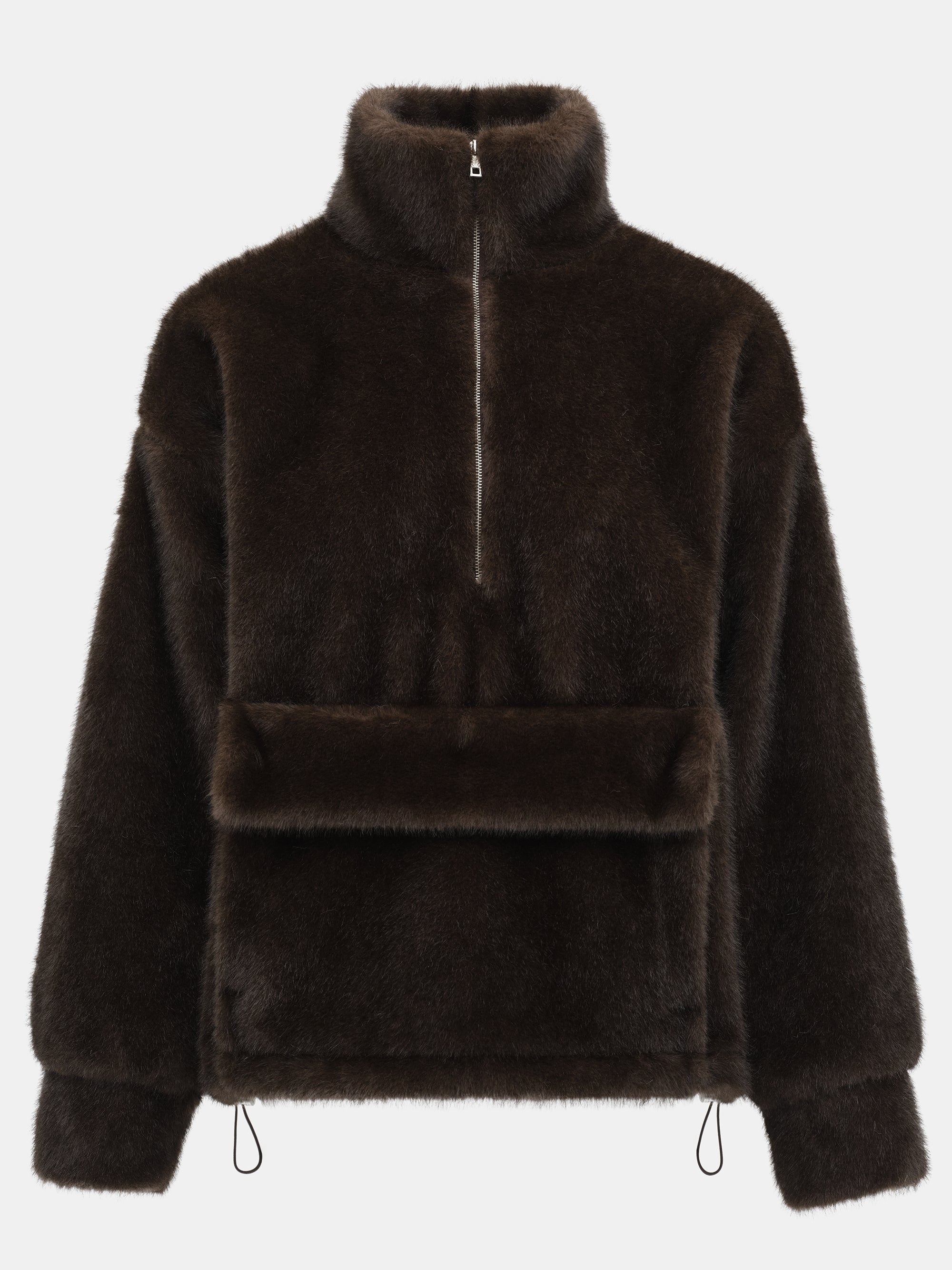 Half-Zip Faux-Fur Pullover, Brown