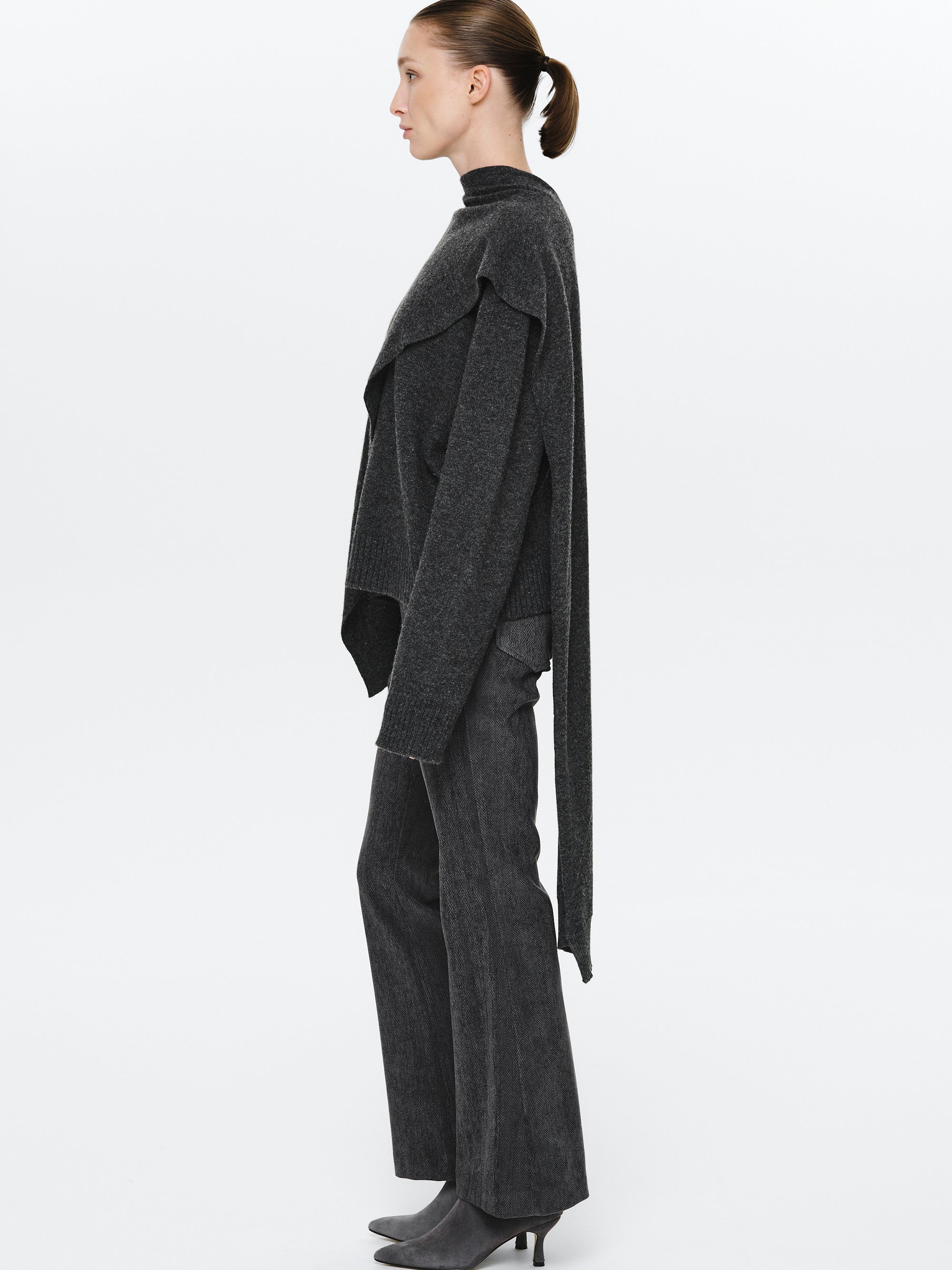 Asymmetric Collar Jumper, Charcoal
