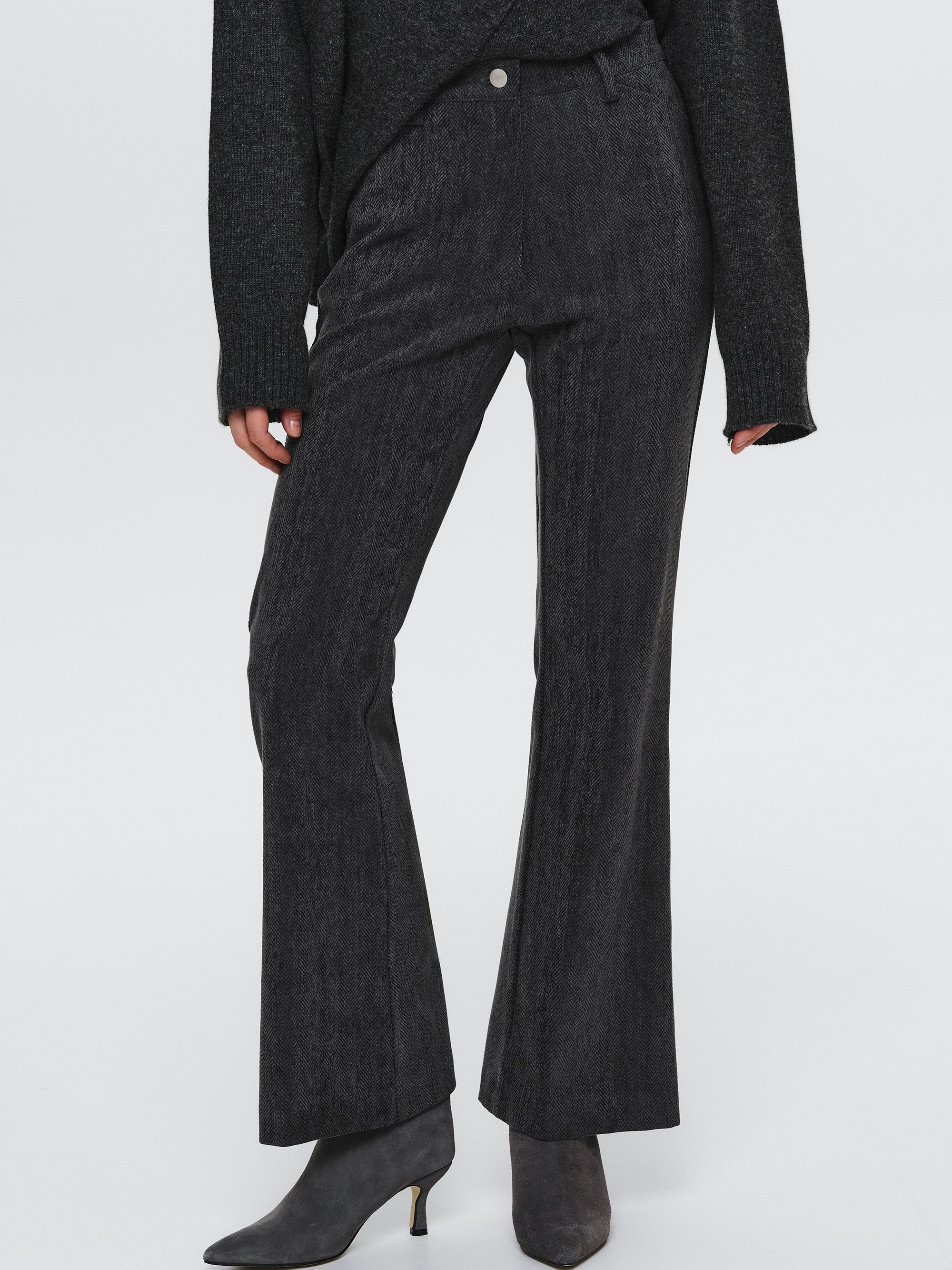 Tailored Corduroy Velvet Pants, Charcoal