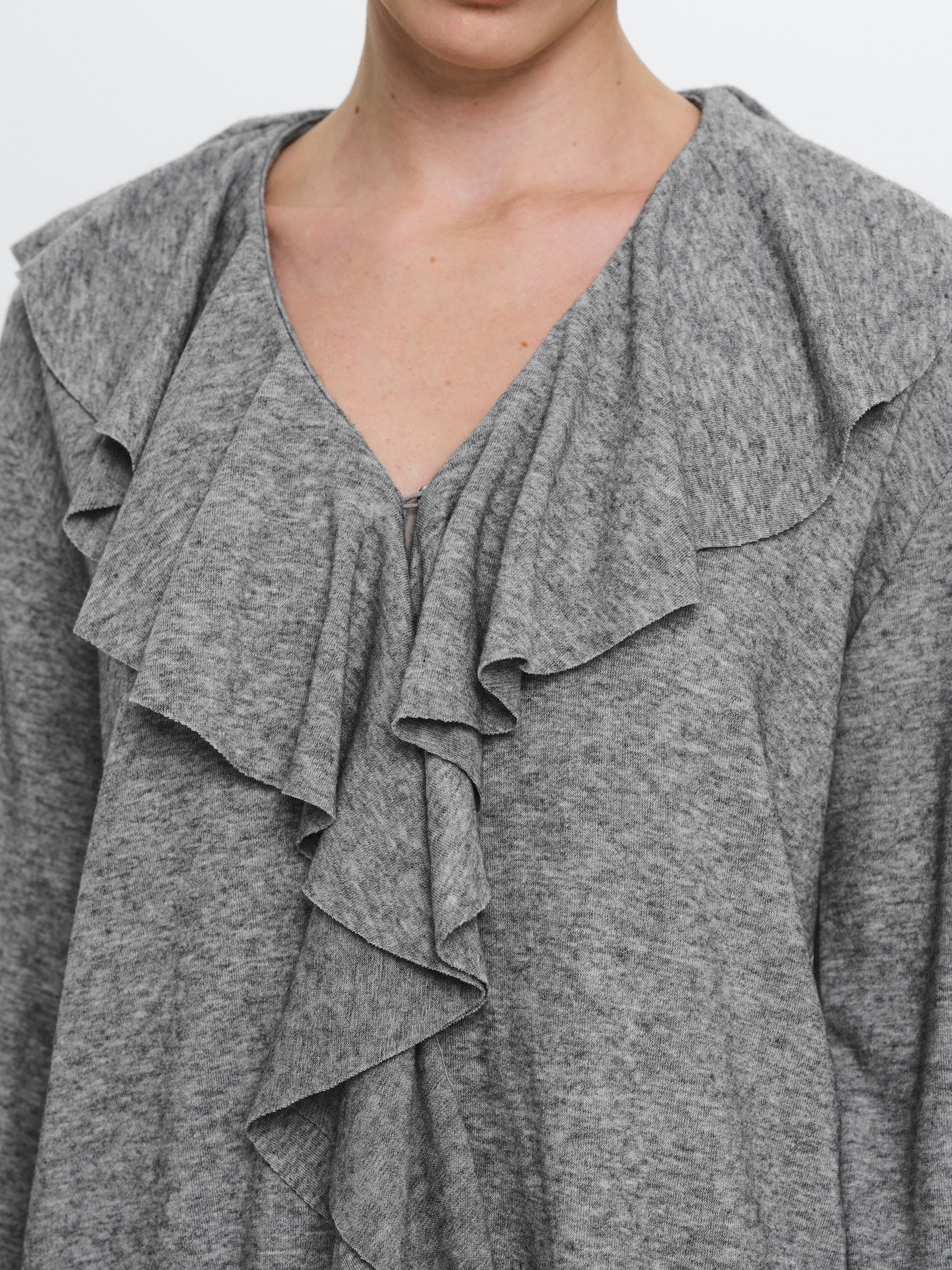 Frill-Collar Top, Grey