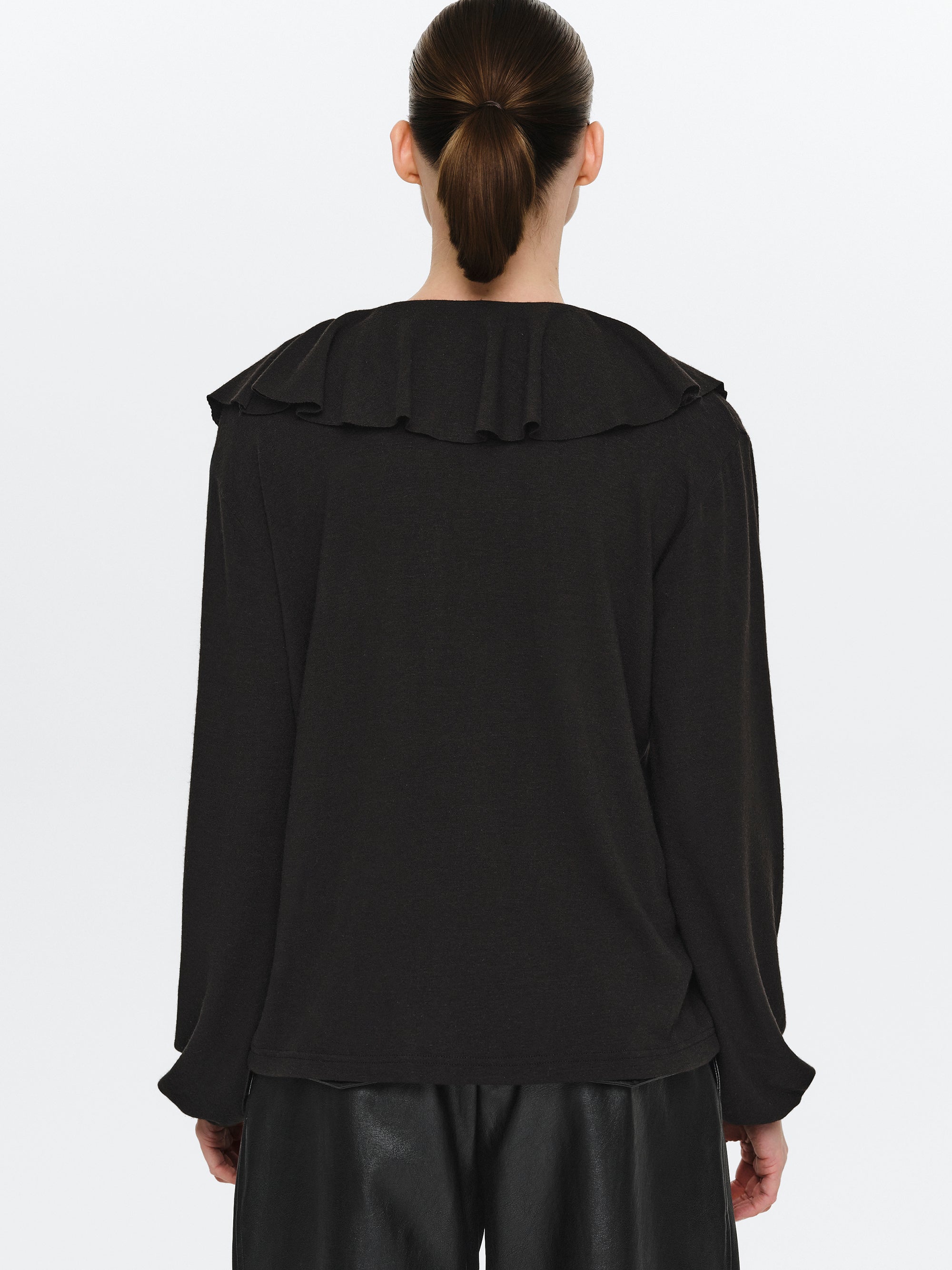 Frill-Collar Top, Black
