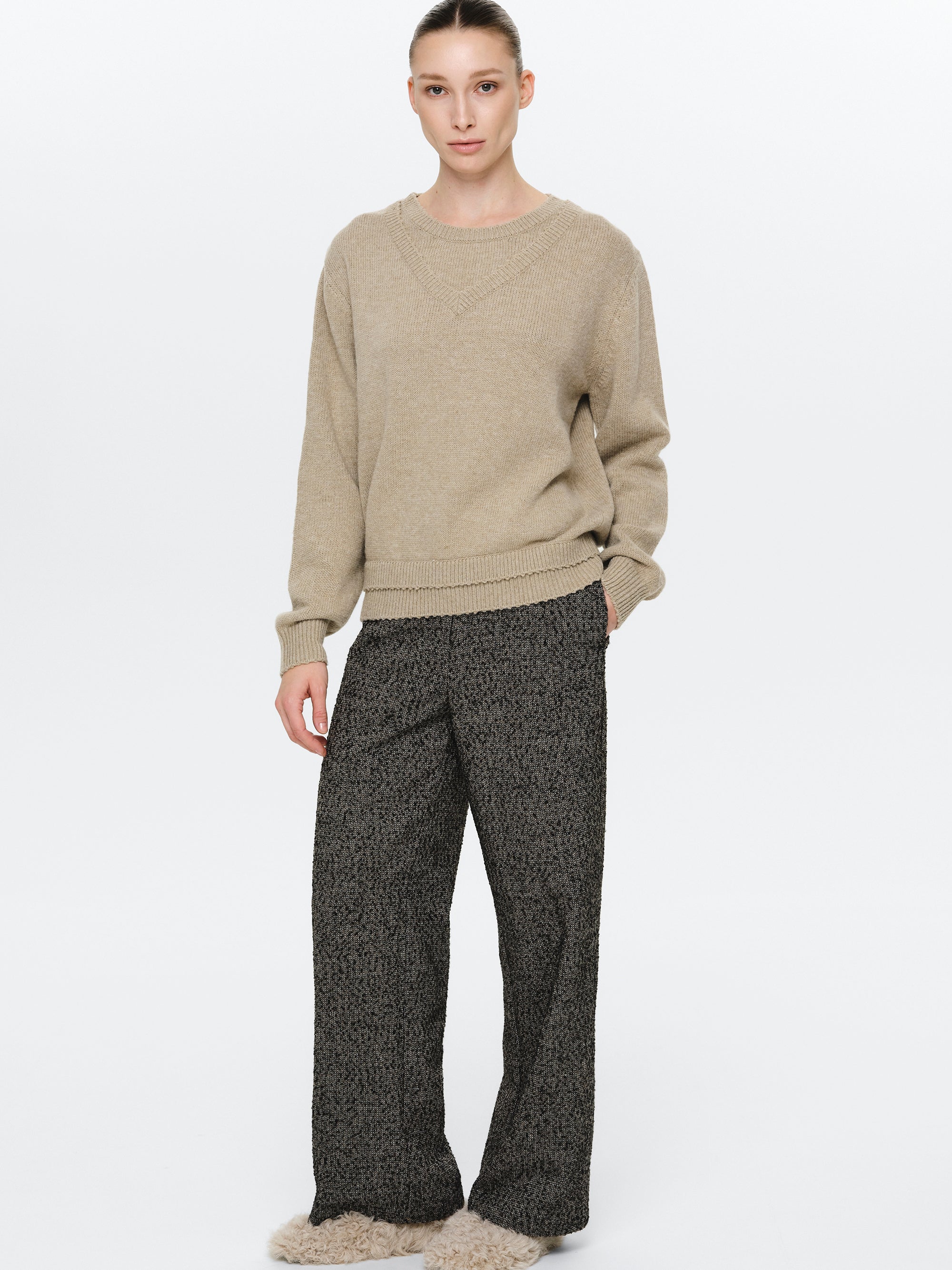 Double Layered Sweater, Beige