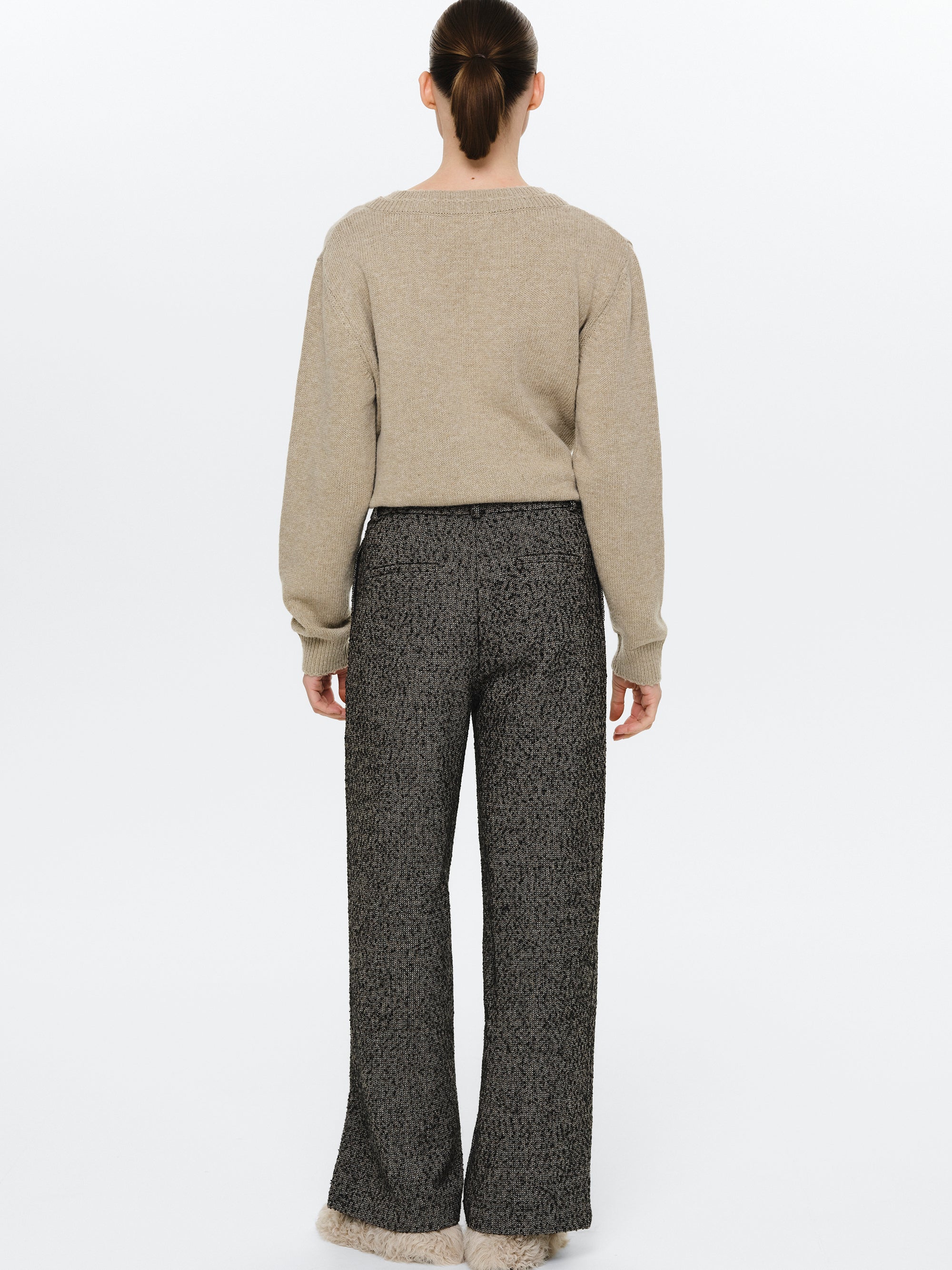 Wool-Blend Trousers, Black