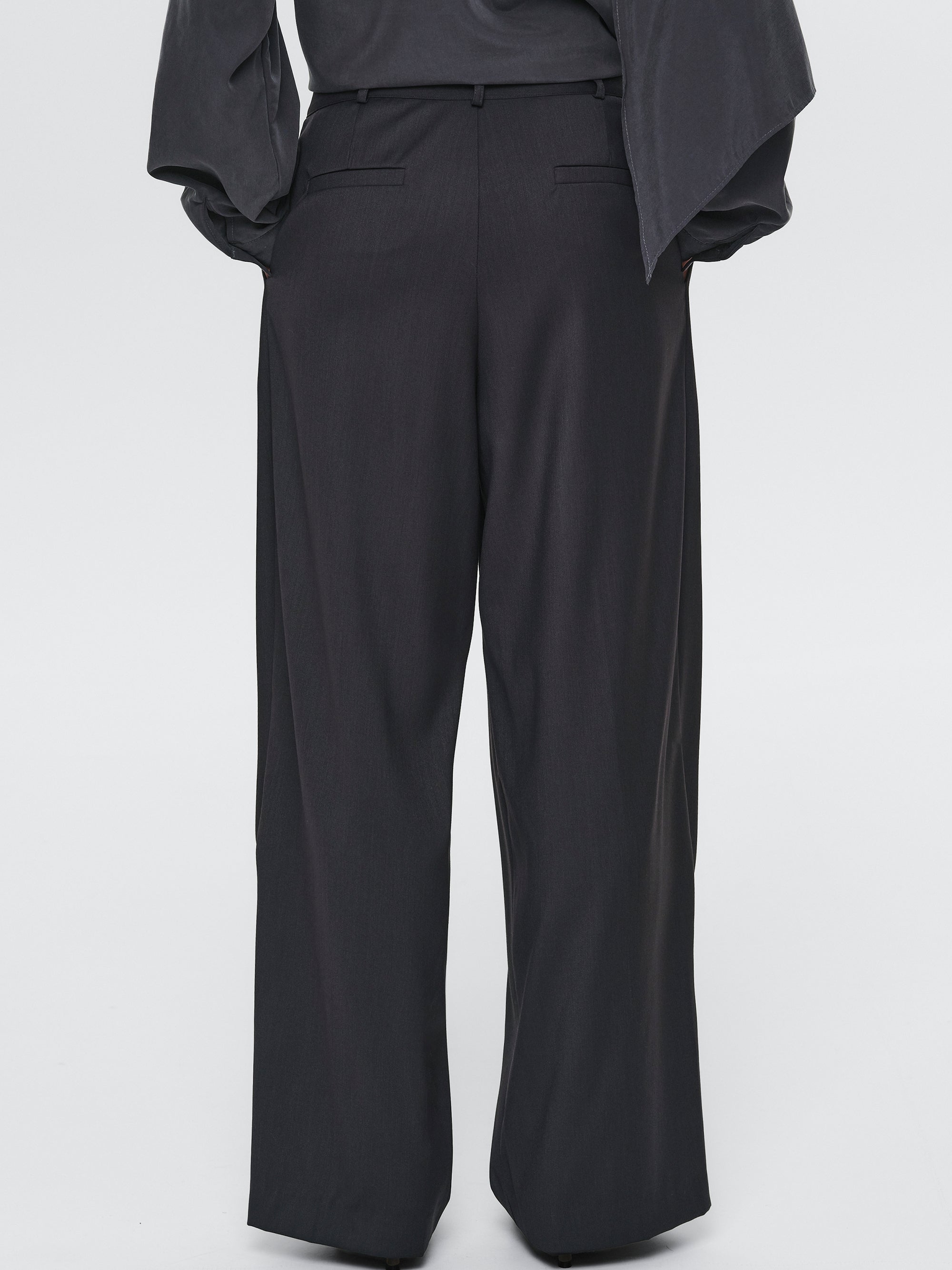 Wide Pleated Trousers, Charcoal