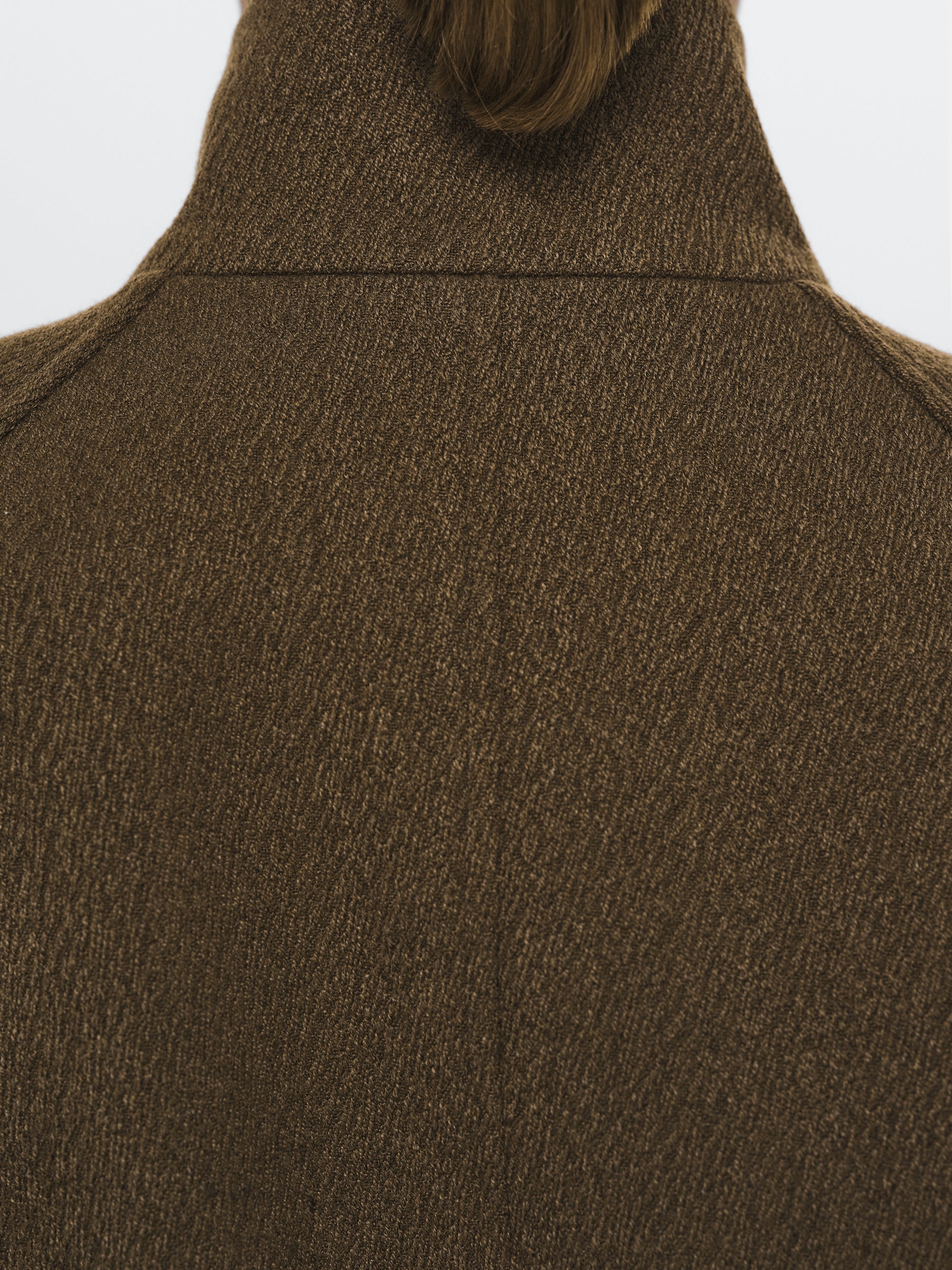 Stand Collar Field Wool Jacket, Brown