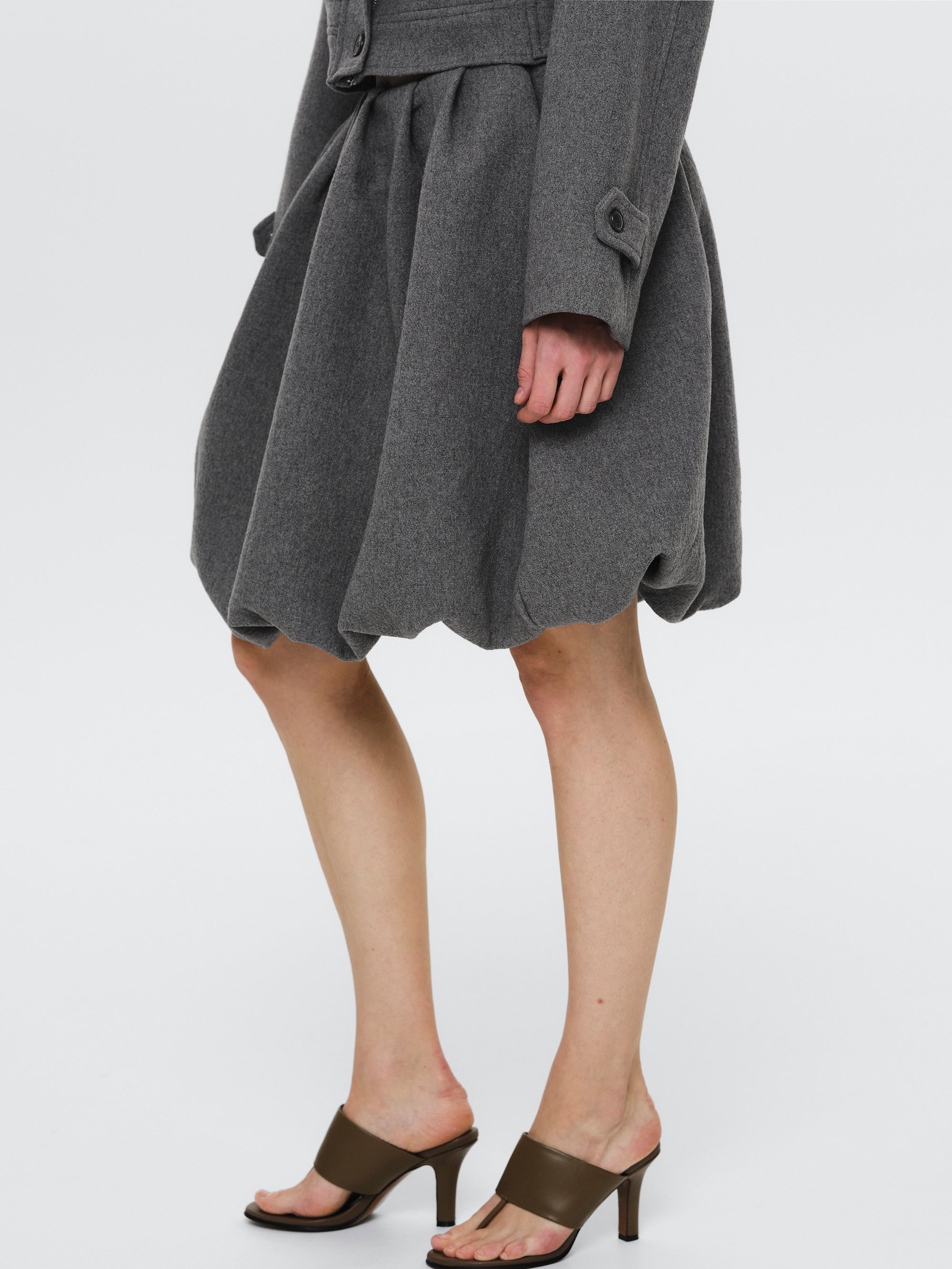 Elastic Waist Bubble Skirt, Grey
