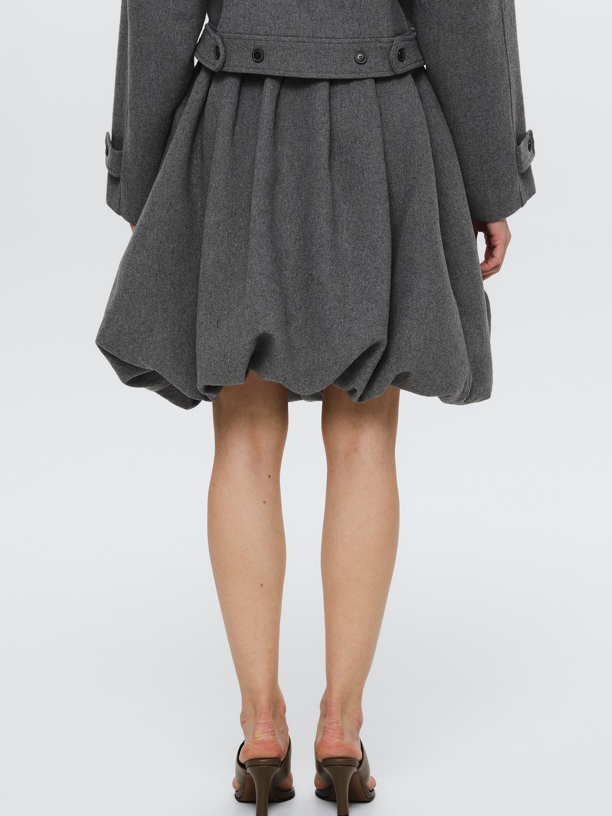 Elastic Waist Bubble Skirt, Grey