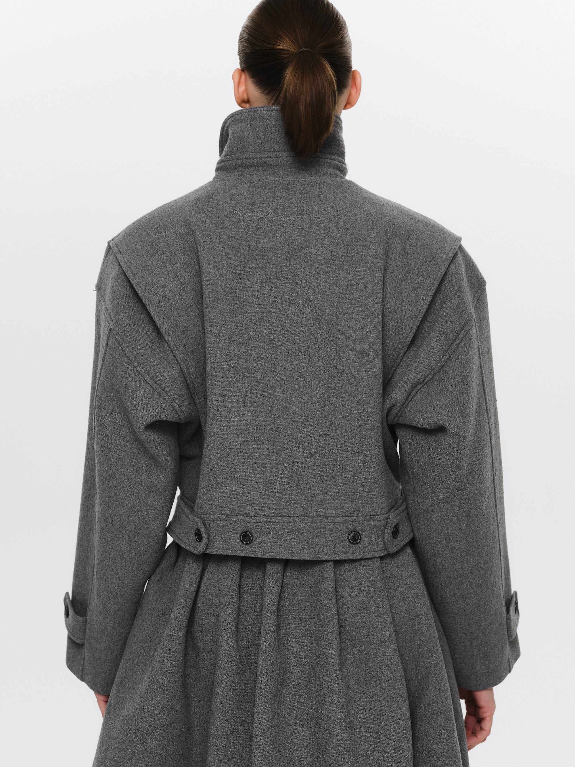 Wool-Blend Cropped Jacket, Grey