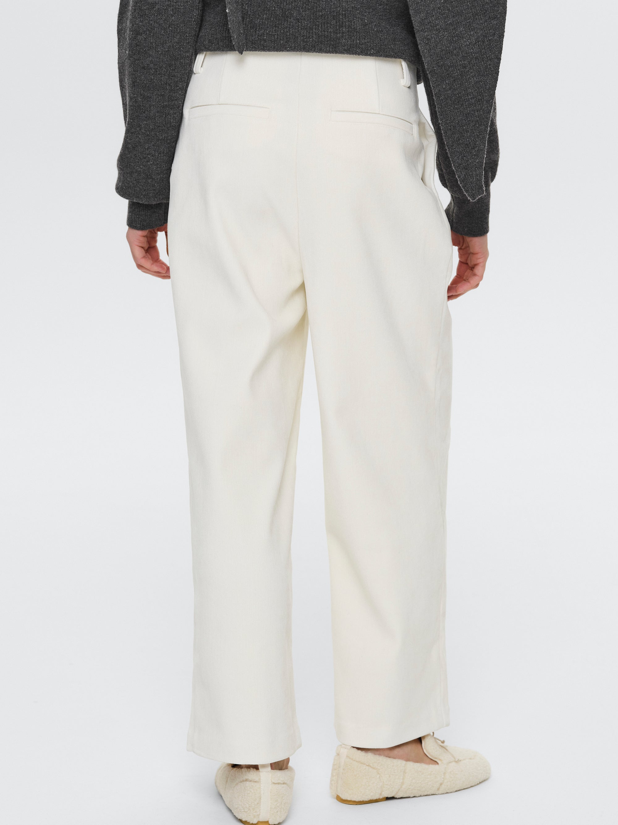 Elastic Waist Brushed Pants, Ivory