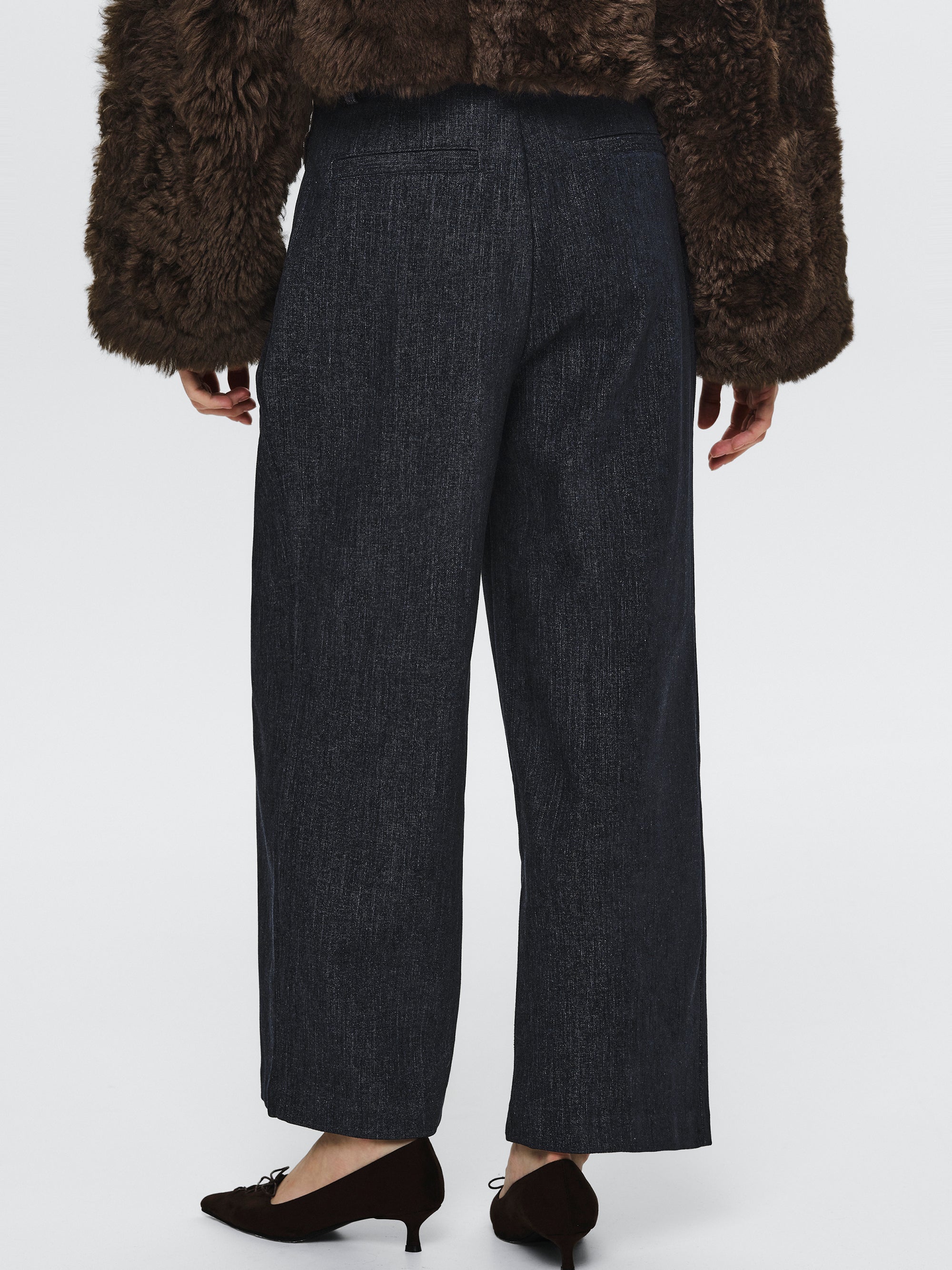 Elastic Waist Brushed Pants, Denim