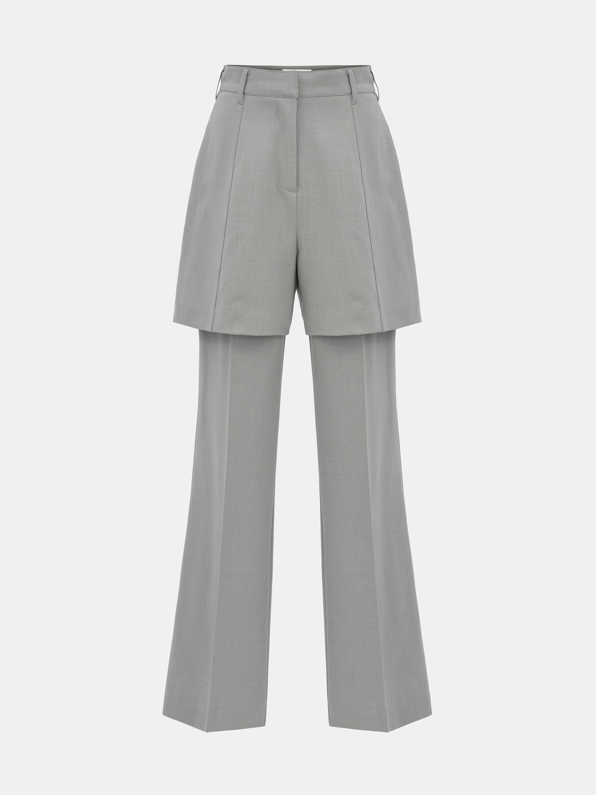 Calla Layered Trousers, Grey