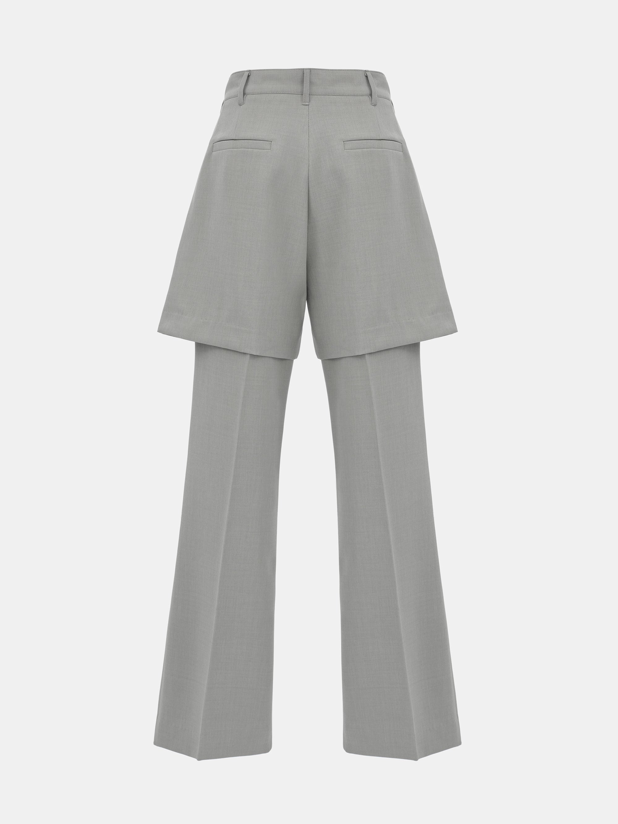 Calla Layered Trousers, Grey