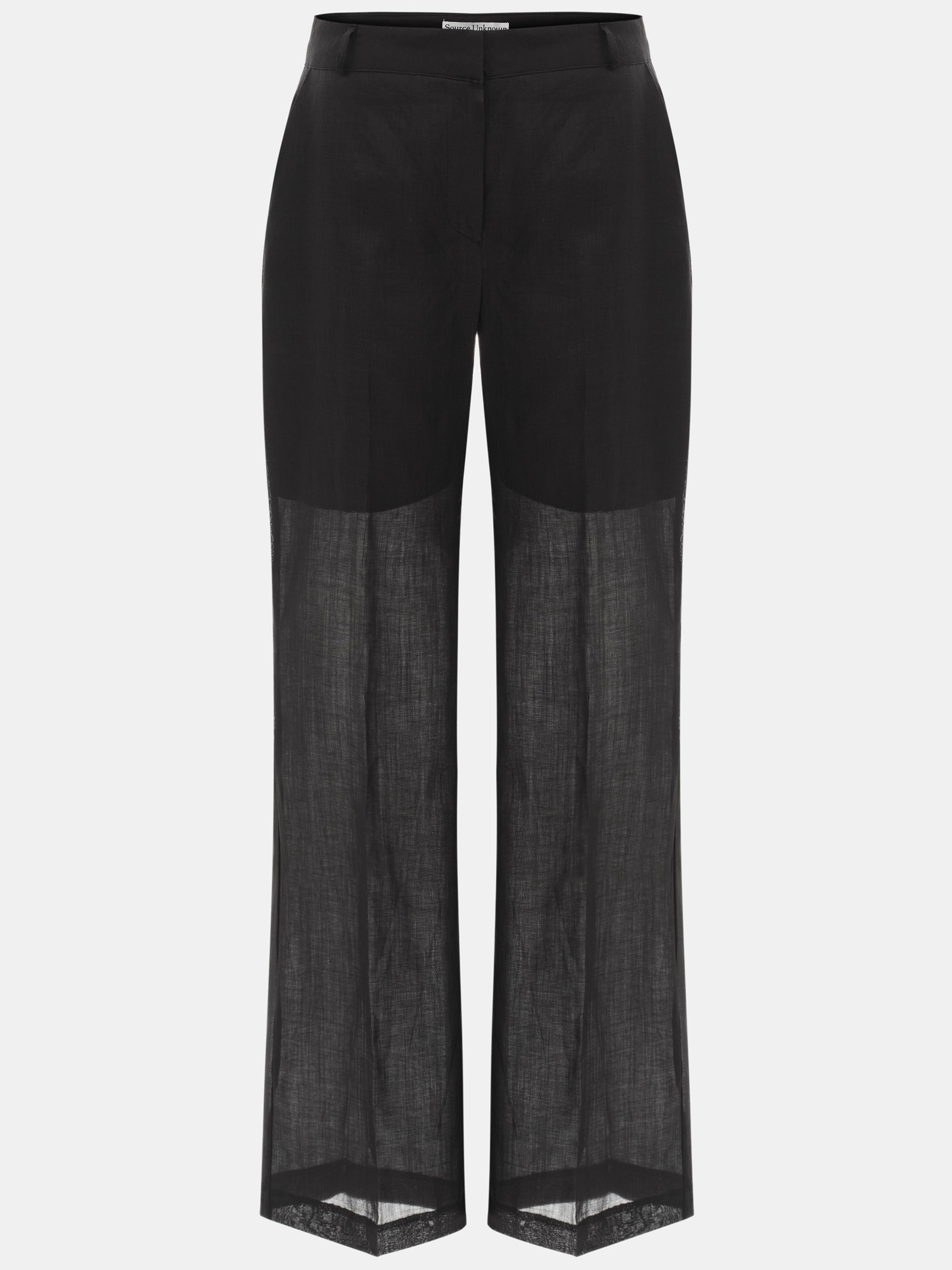 Arny Semi-Sheer Linen Pants, Black