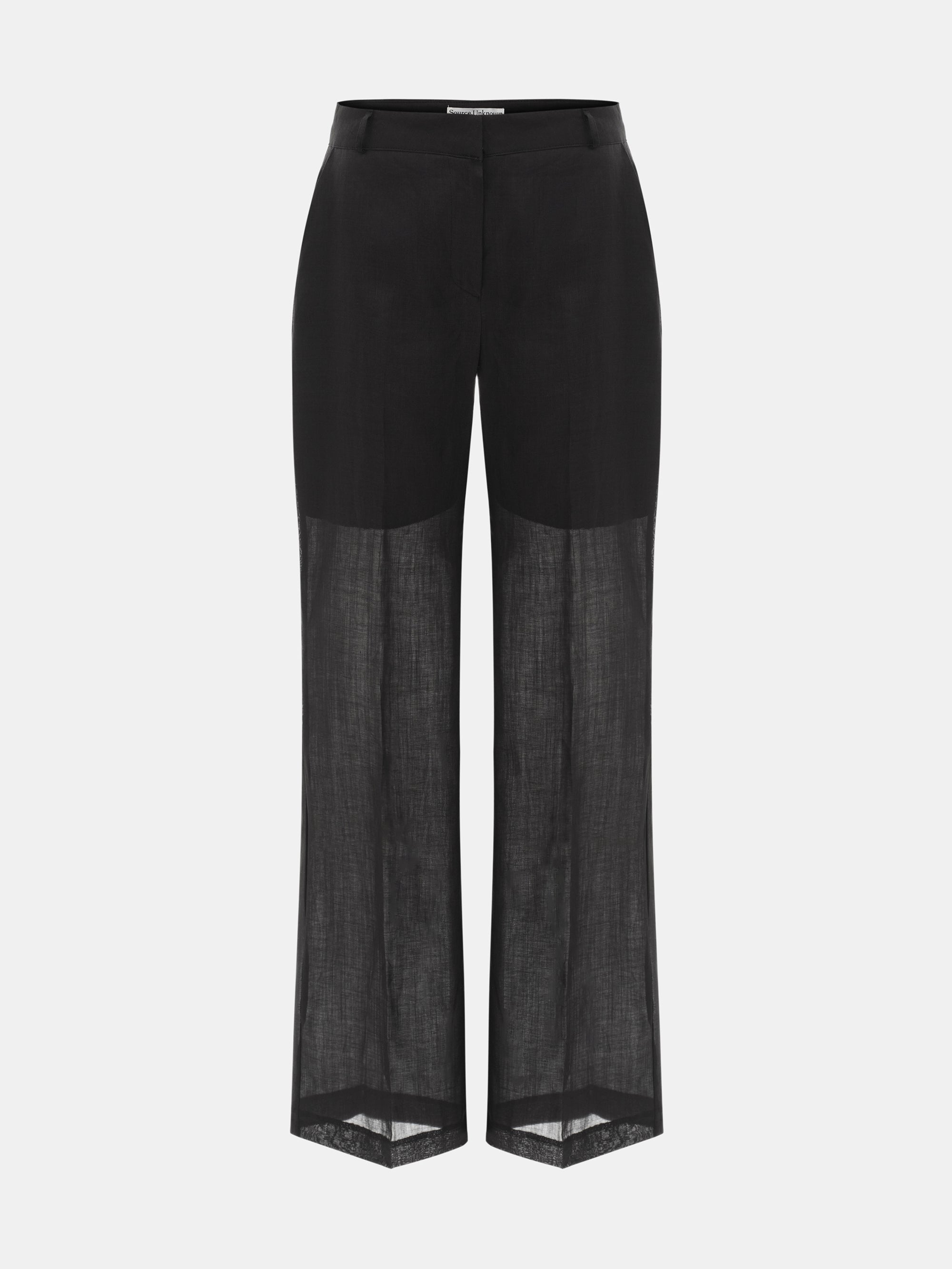 Arny Semi-Sheer Linen Pants, Black