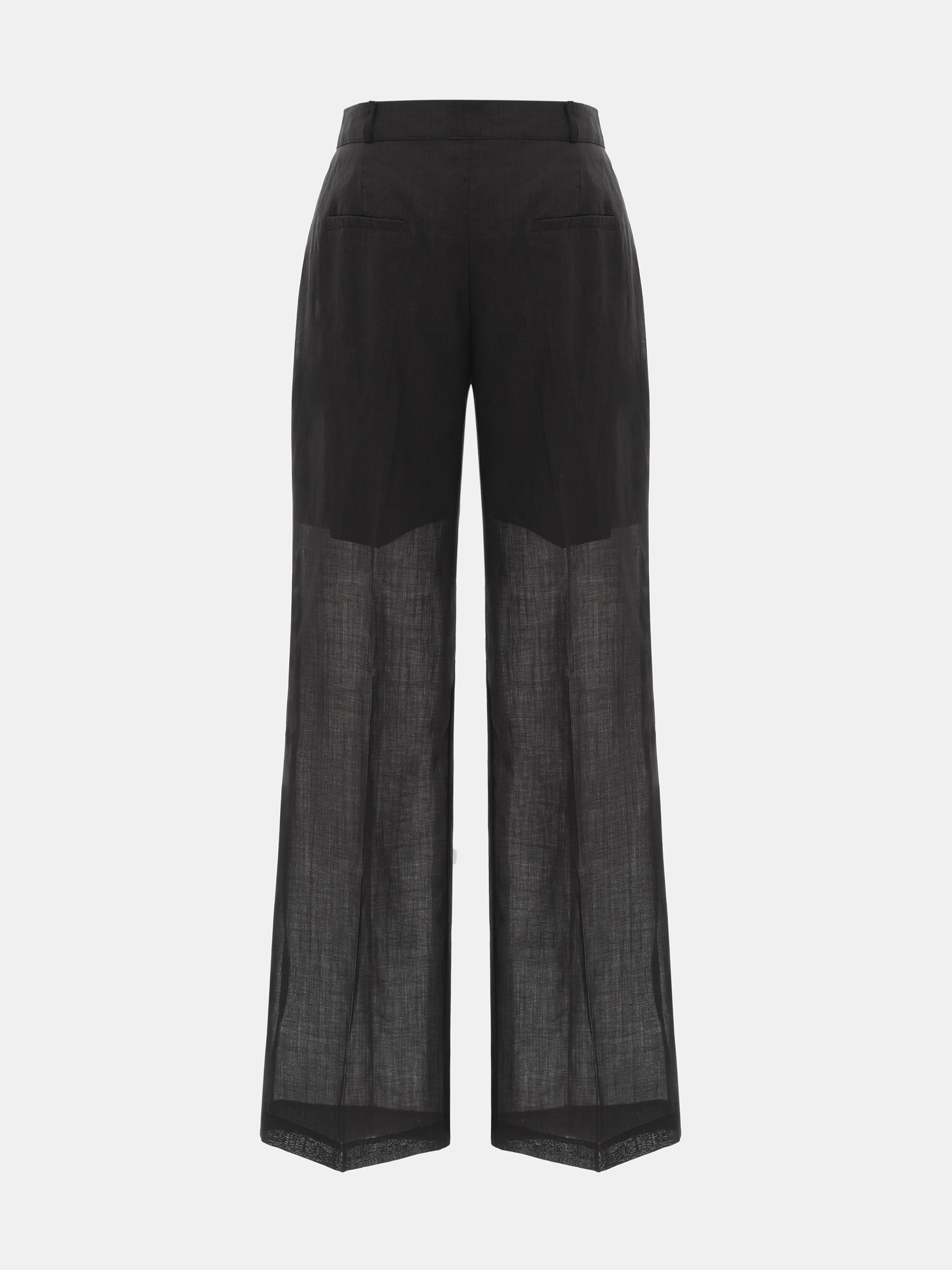 Arny Semi-Sheer Linen Pants, Black