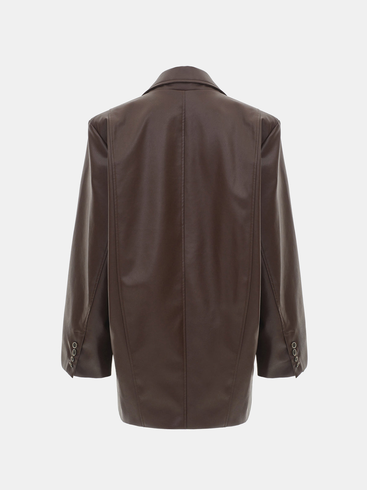 Kasos Faux Leather Double-Breasted Blazer, Brown