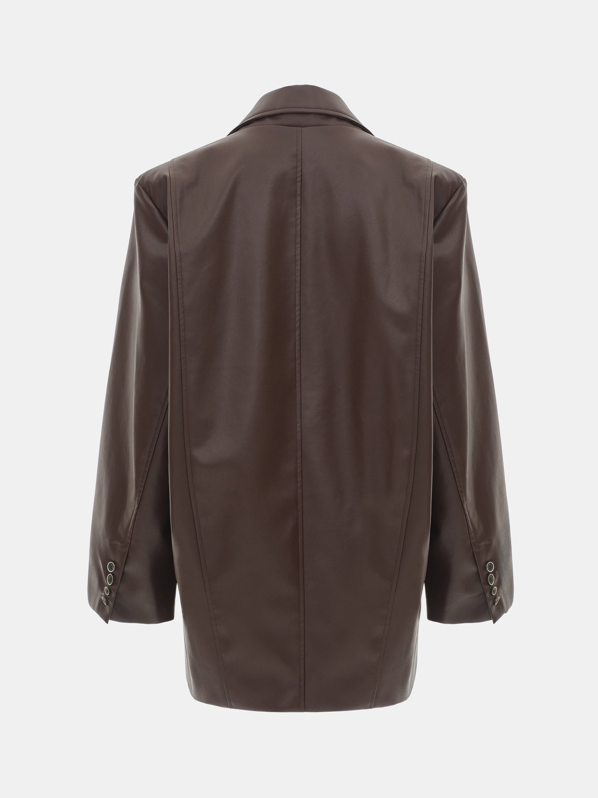 Kasos Faux Leather Double-Breasted Blazer, Brown