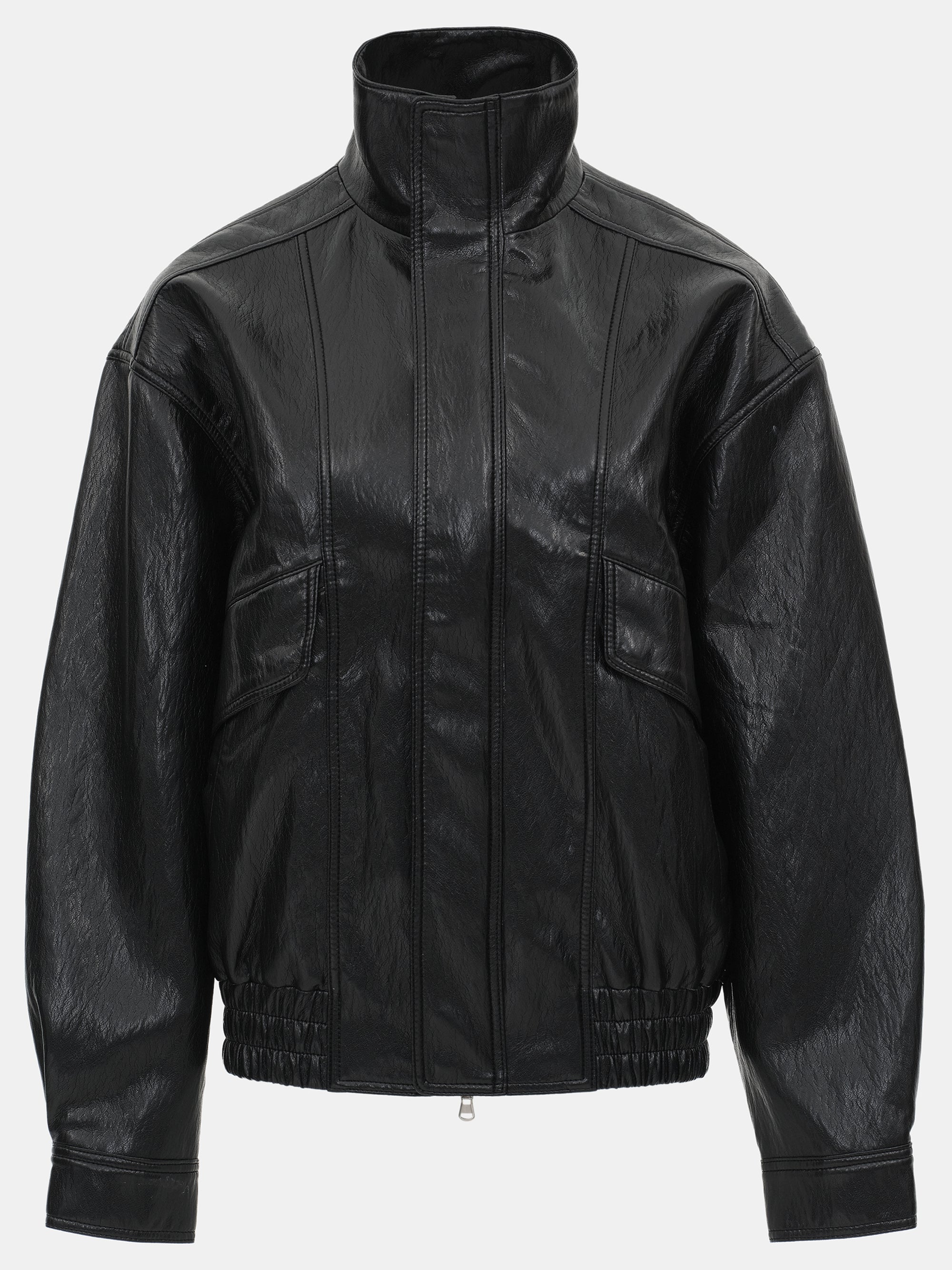 Silva Faux Leather Bomber Jacket, Black