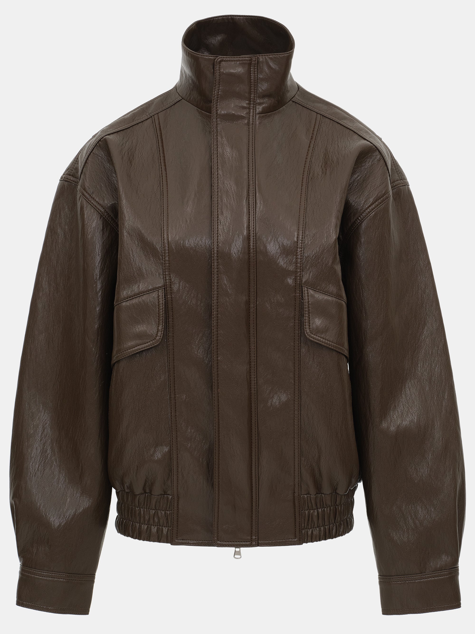 Silva Faux Leather Bomber Jacket, Brown