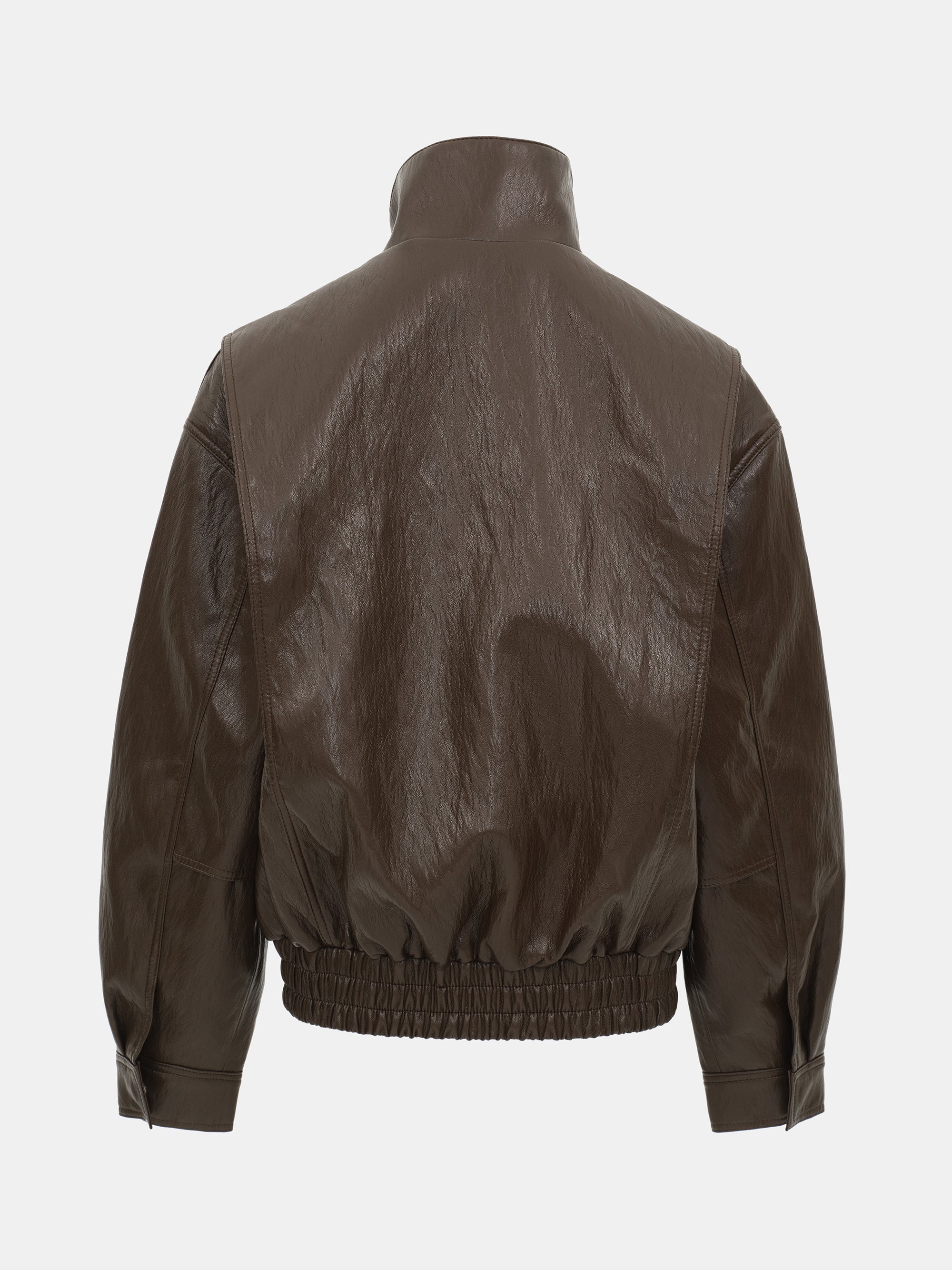 Silva Faux Leather Bomber Jacket, Brown