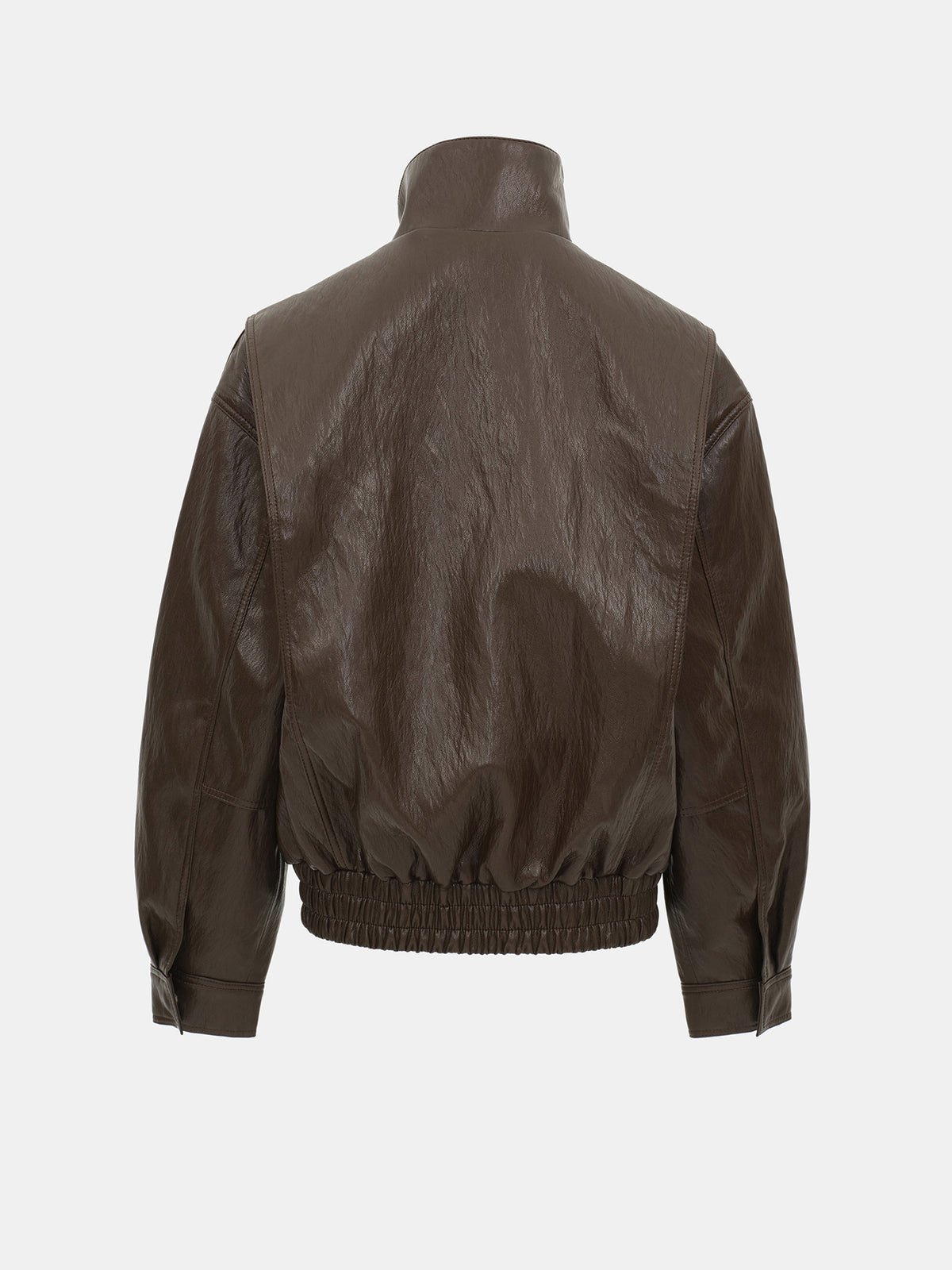 Silva Faux Leather Bomber Jacket, Brown
