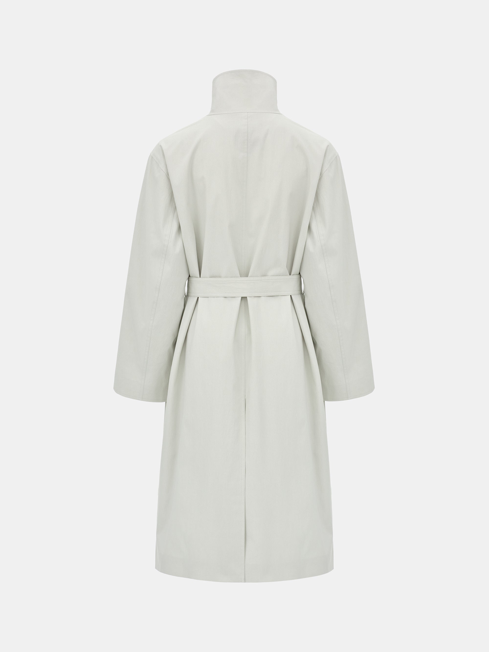 Paolo High-Neck Trench Coat, Beige