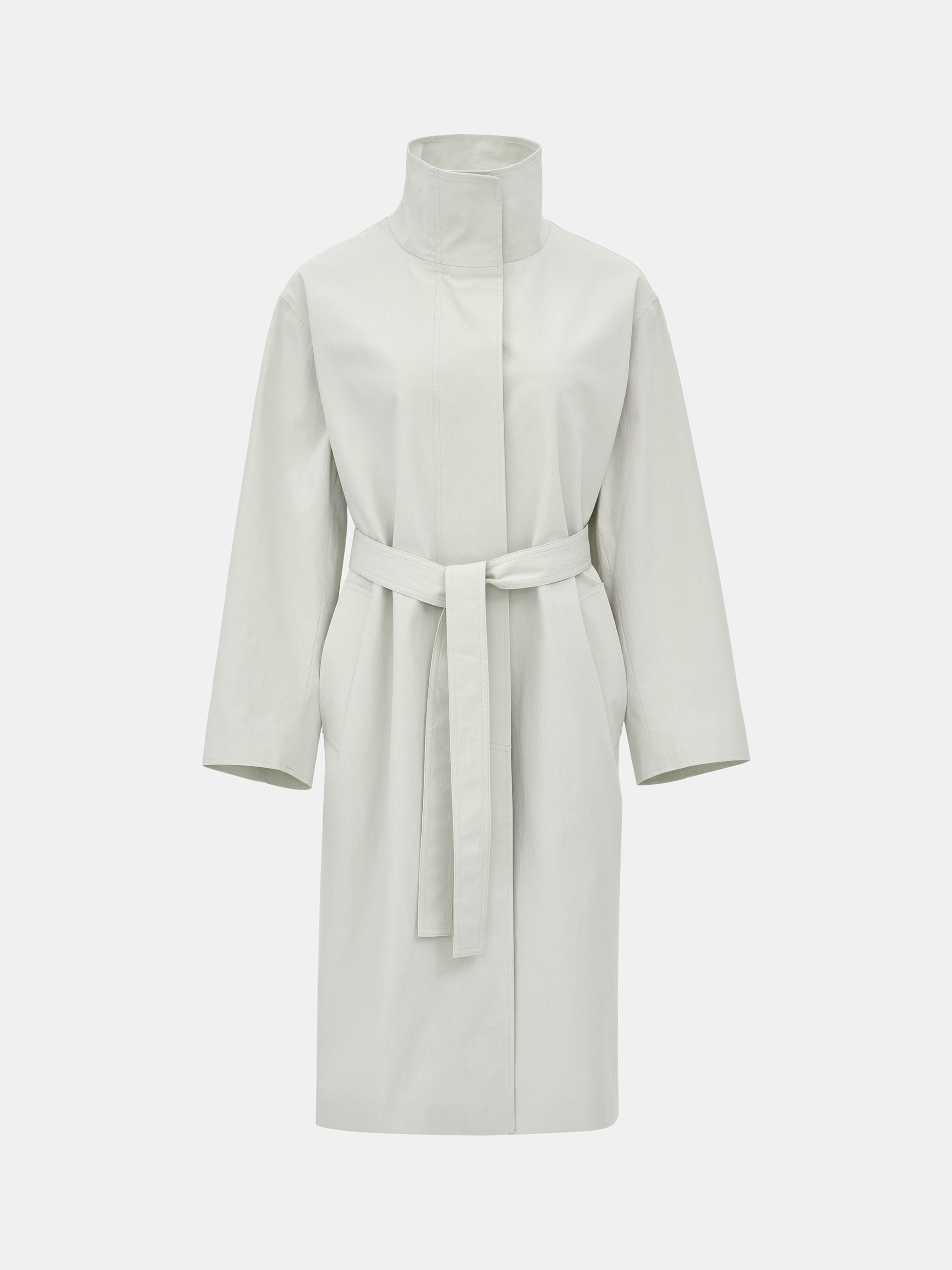 Paolo High-Neck Trench Coat, Beige