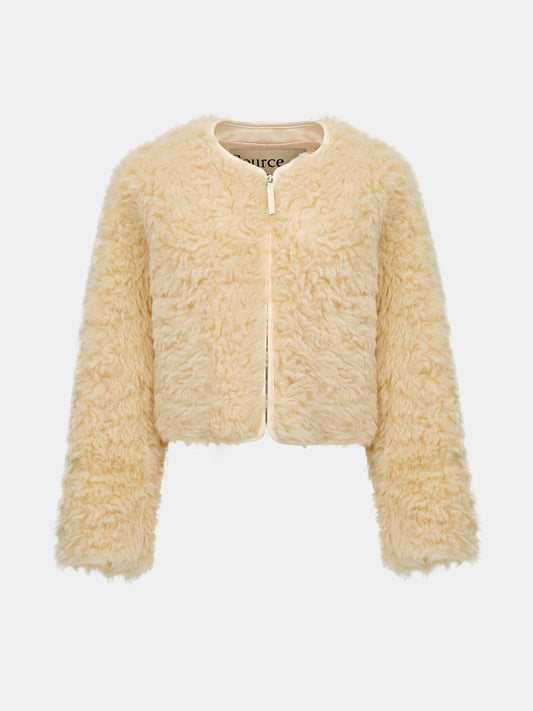 Daye Zip Shearling Jacket, Yellow