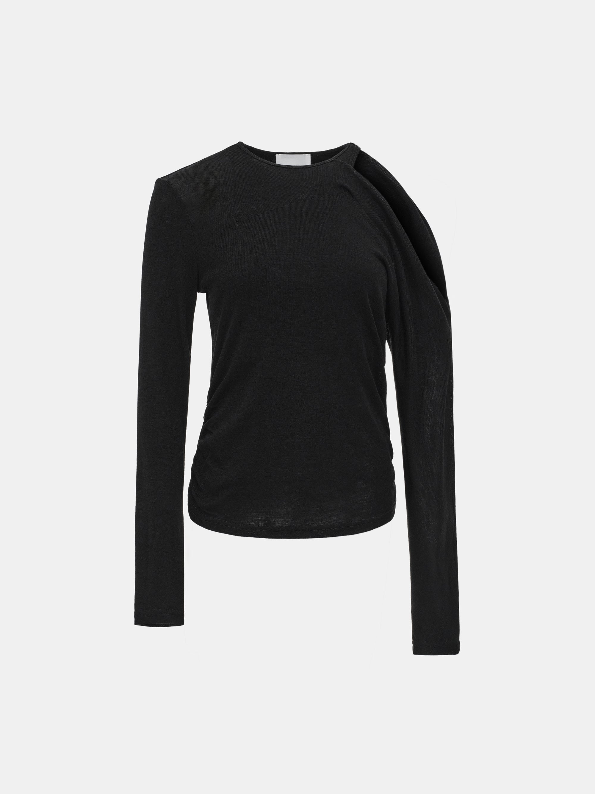 Double Layered Semi-Sheer Top, Black