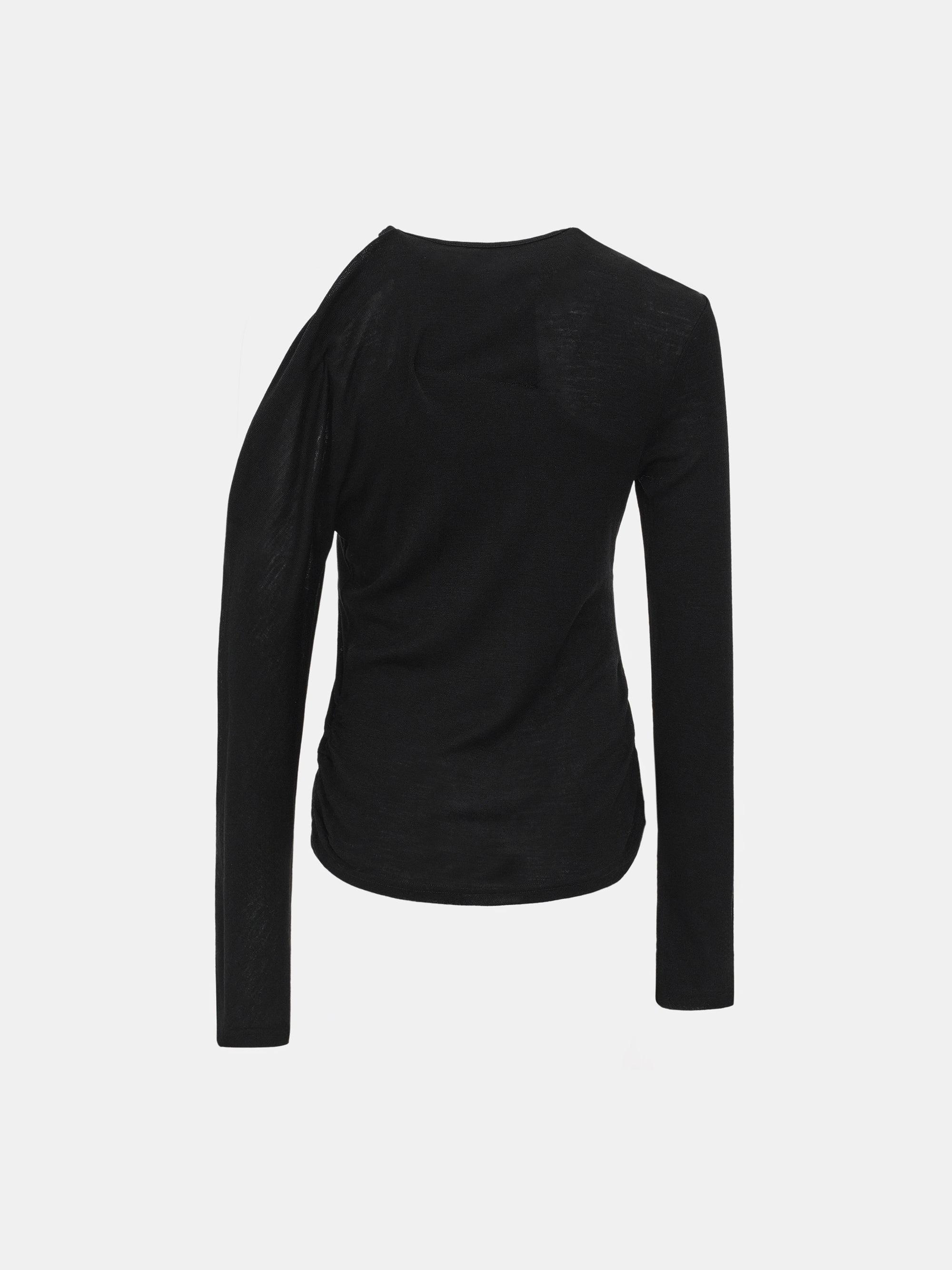 Double Layered Semi-Sheer Top, Black