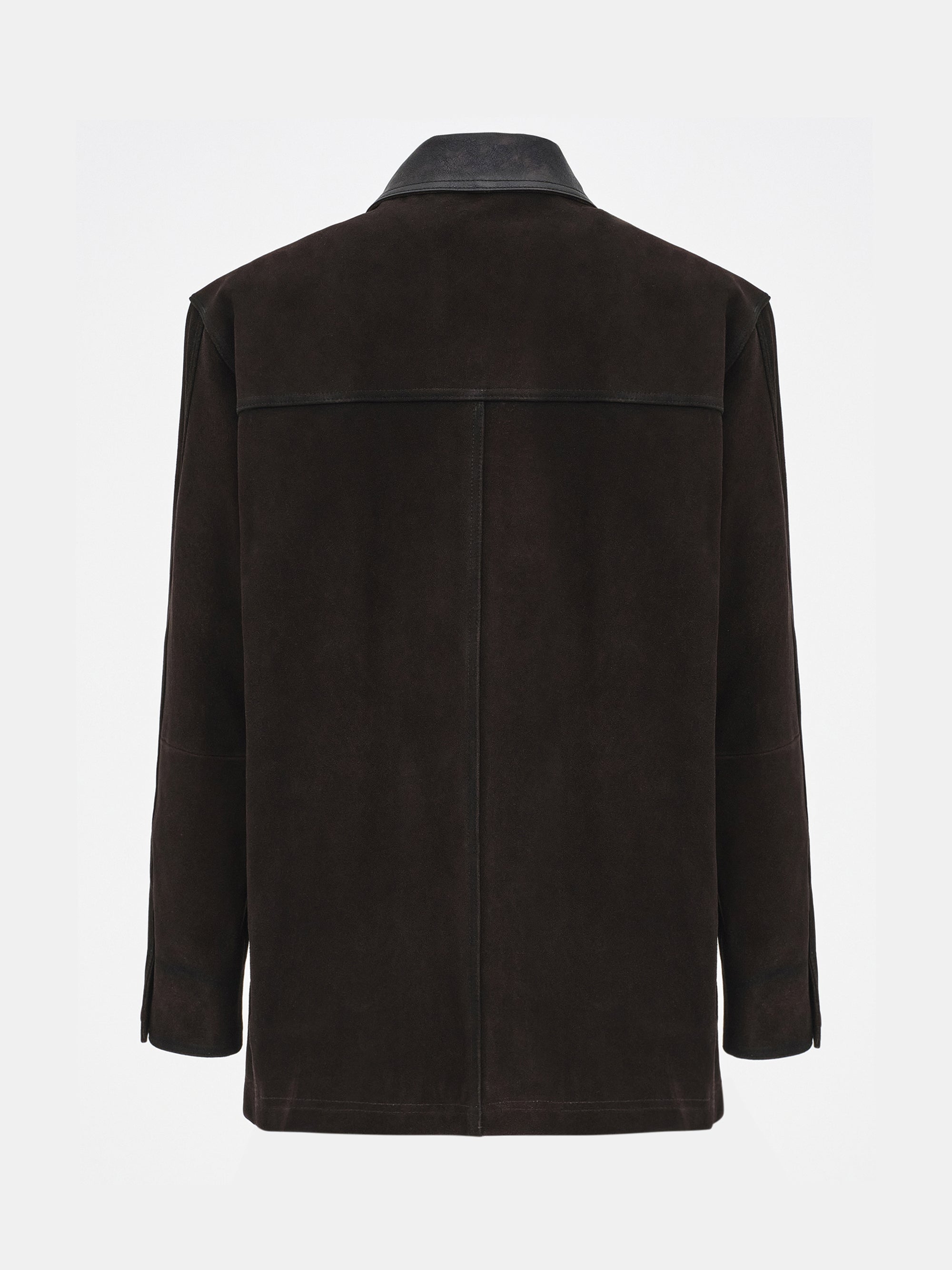 Paneled Barn Suede Jacket, Brown