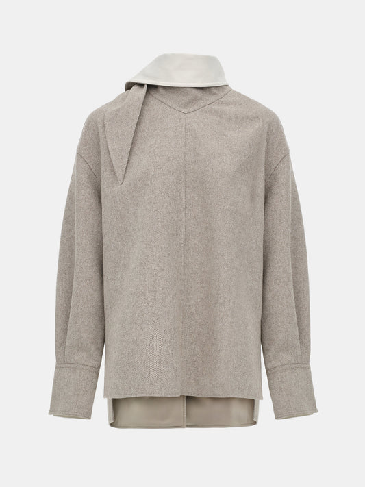 Leiva Scarf Shirt Jacket, Beige