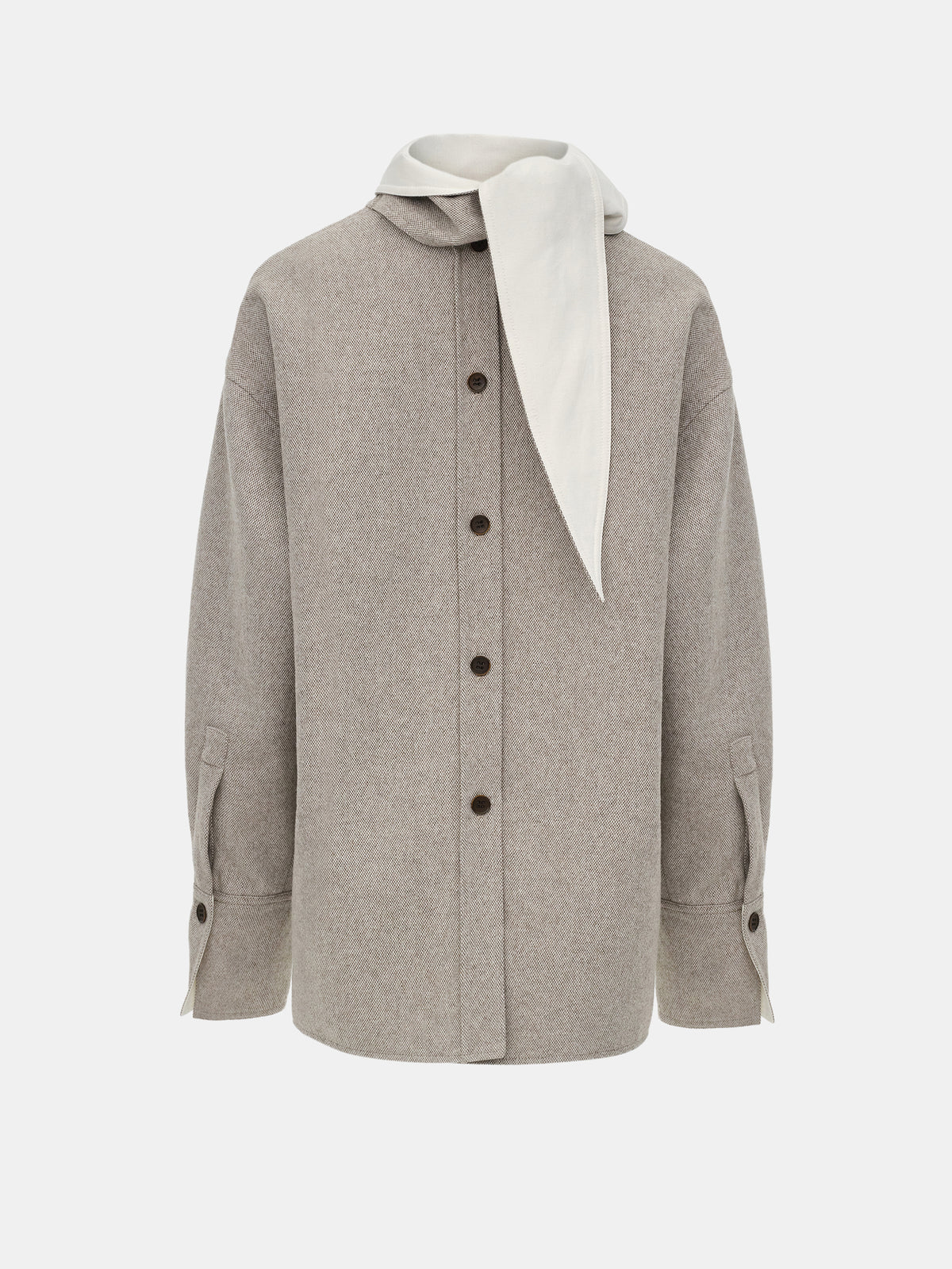 Leiva Scarf Shirt Jacket, Beige