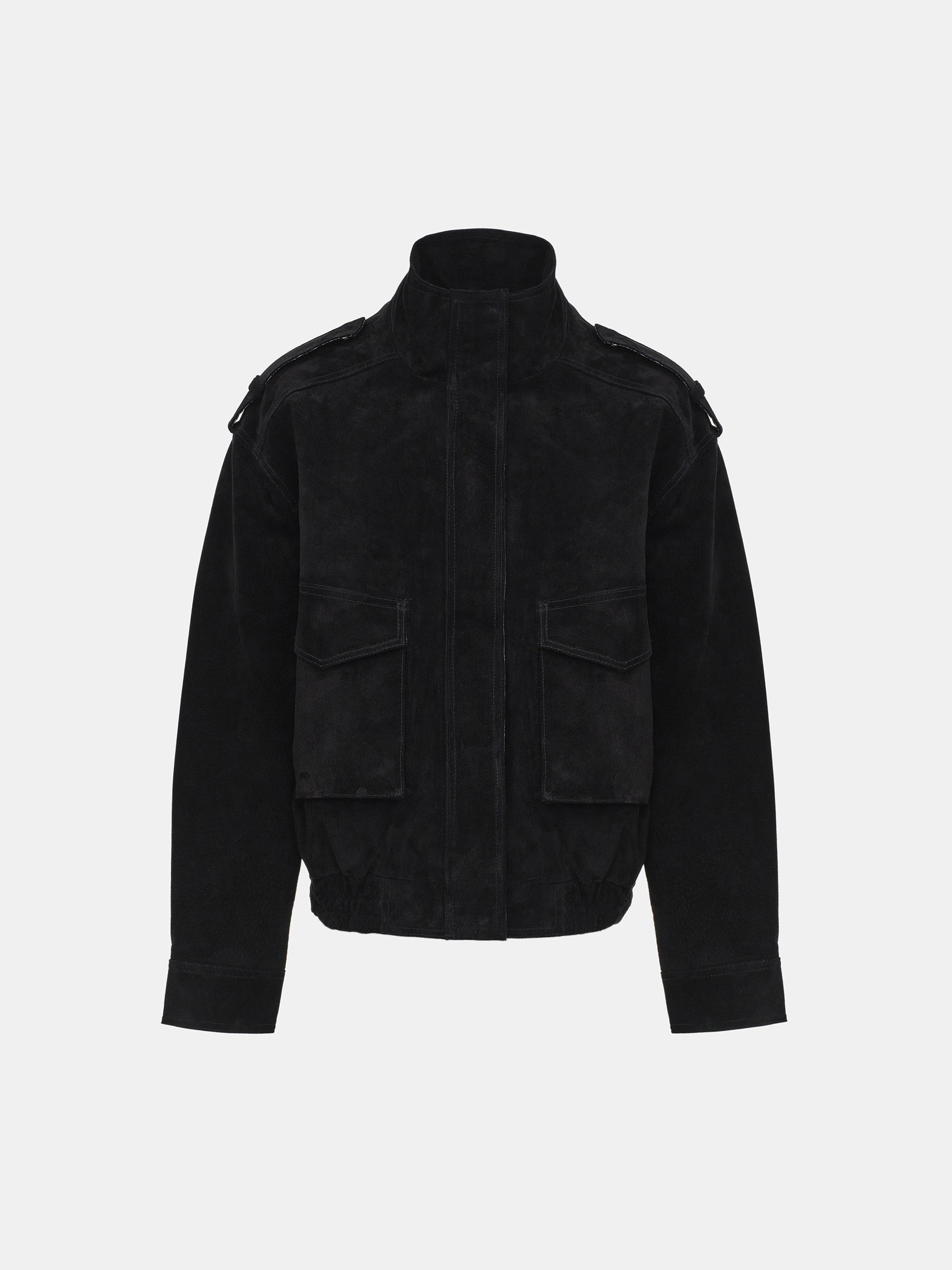 Padded Suede Jacket, Black
