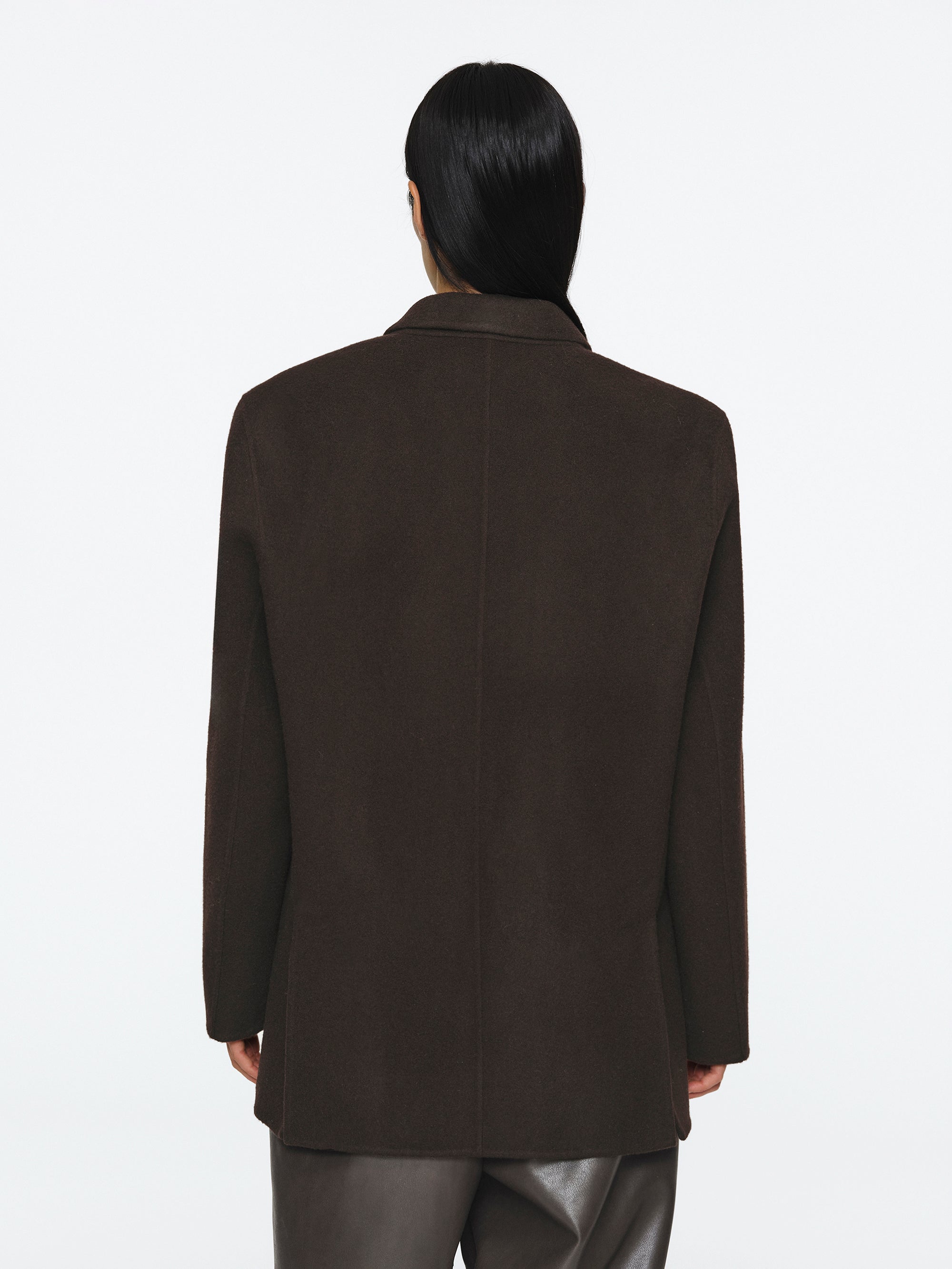 Tailored Wool Blazer, Dark Brown